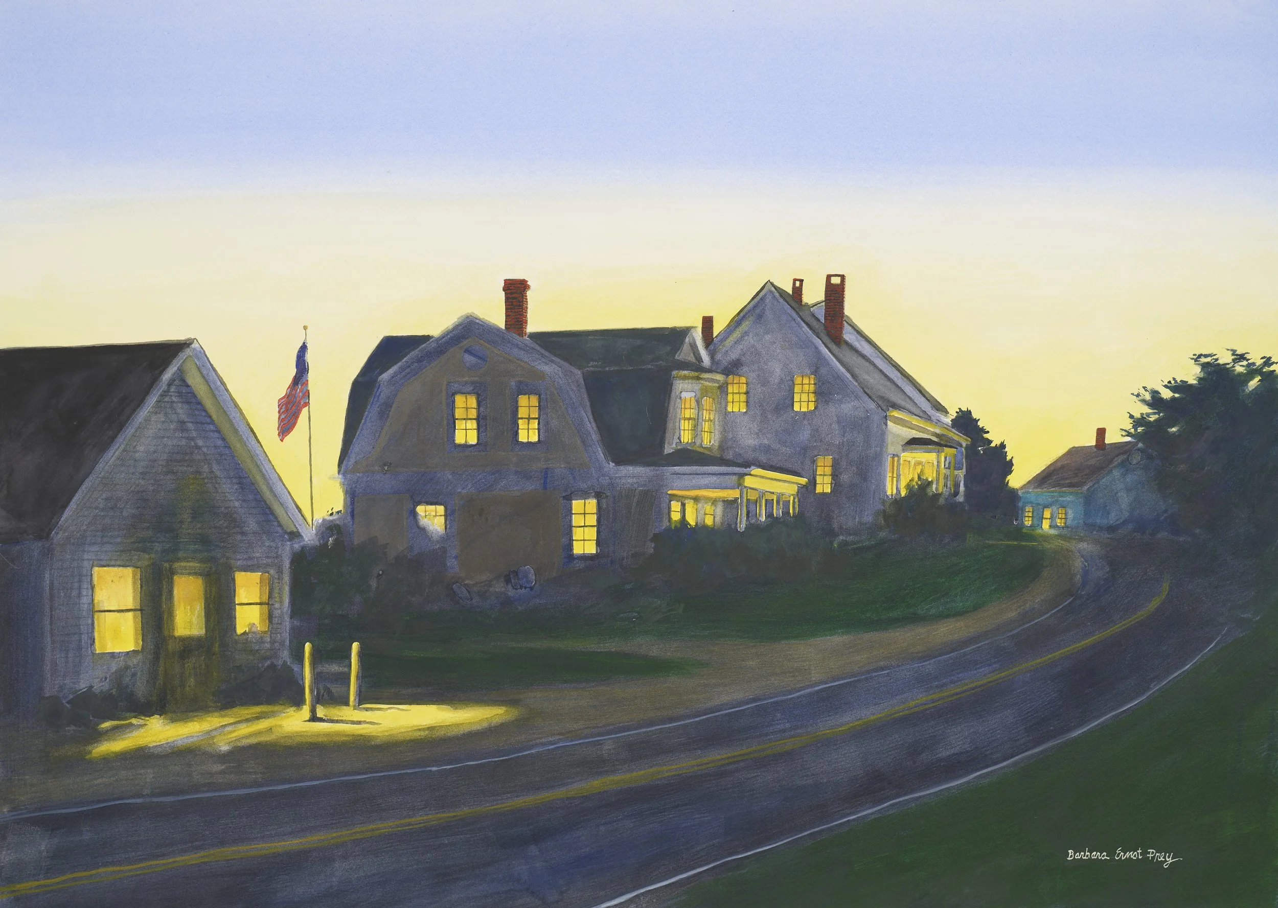 Twilight Port Clyde, 2026, Watercolor on paper, 29 x 40.5 inches