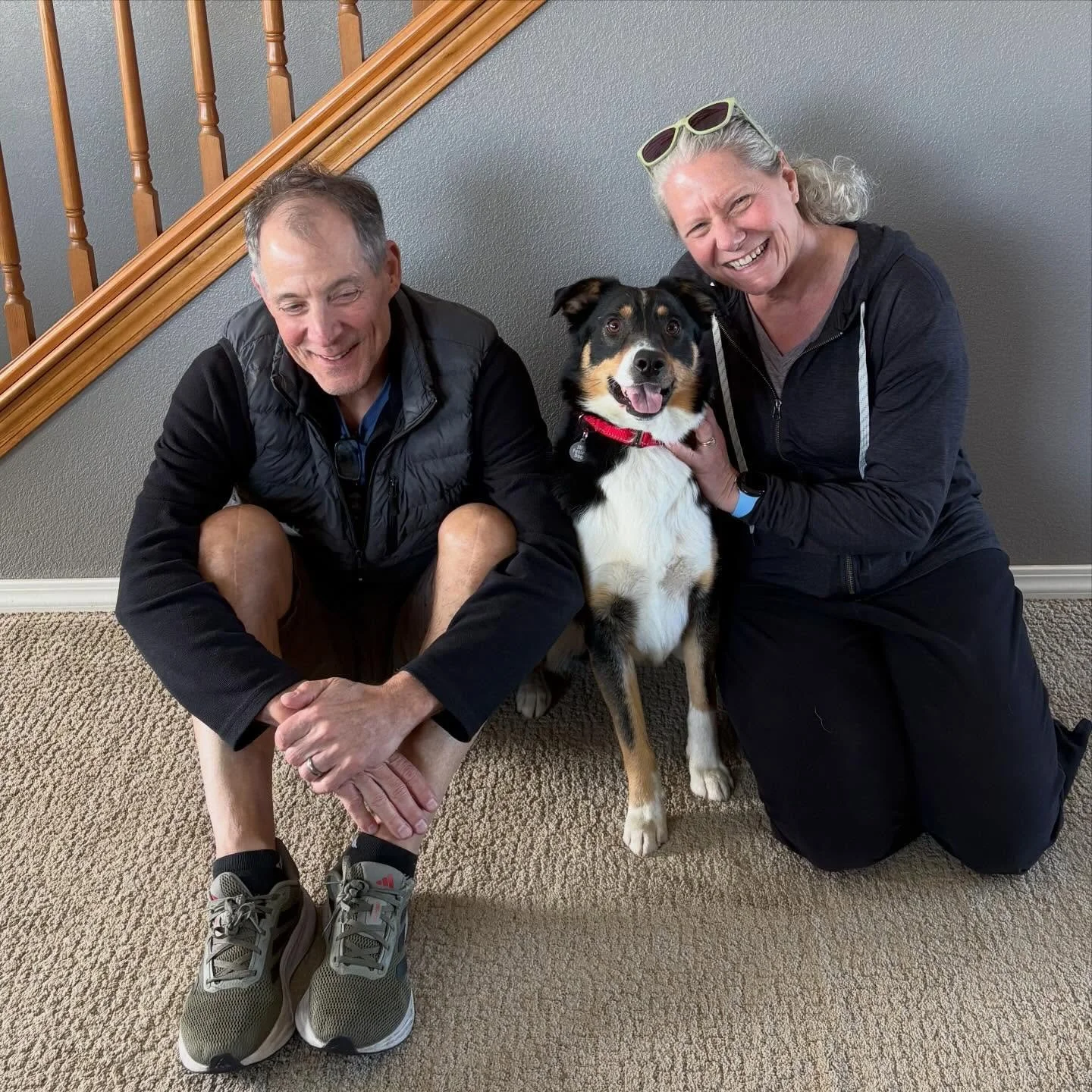 Congratulations to Joelle and Mark of Auburn who adopted Deku today! Deku came to us from the shelter as a medical rescue after he was found in the Toppenish area with puncture wounds in his scrotum. Joelle saw his photo and he immediately reminded h
