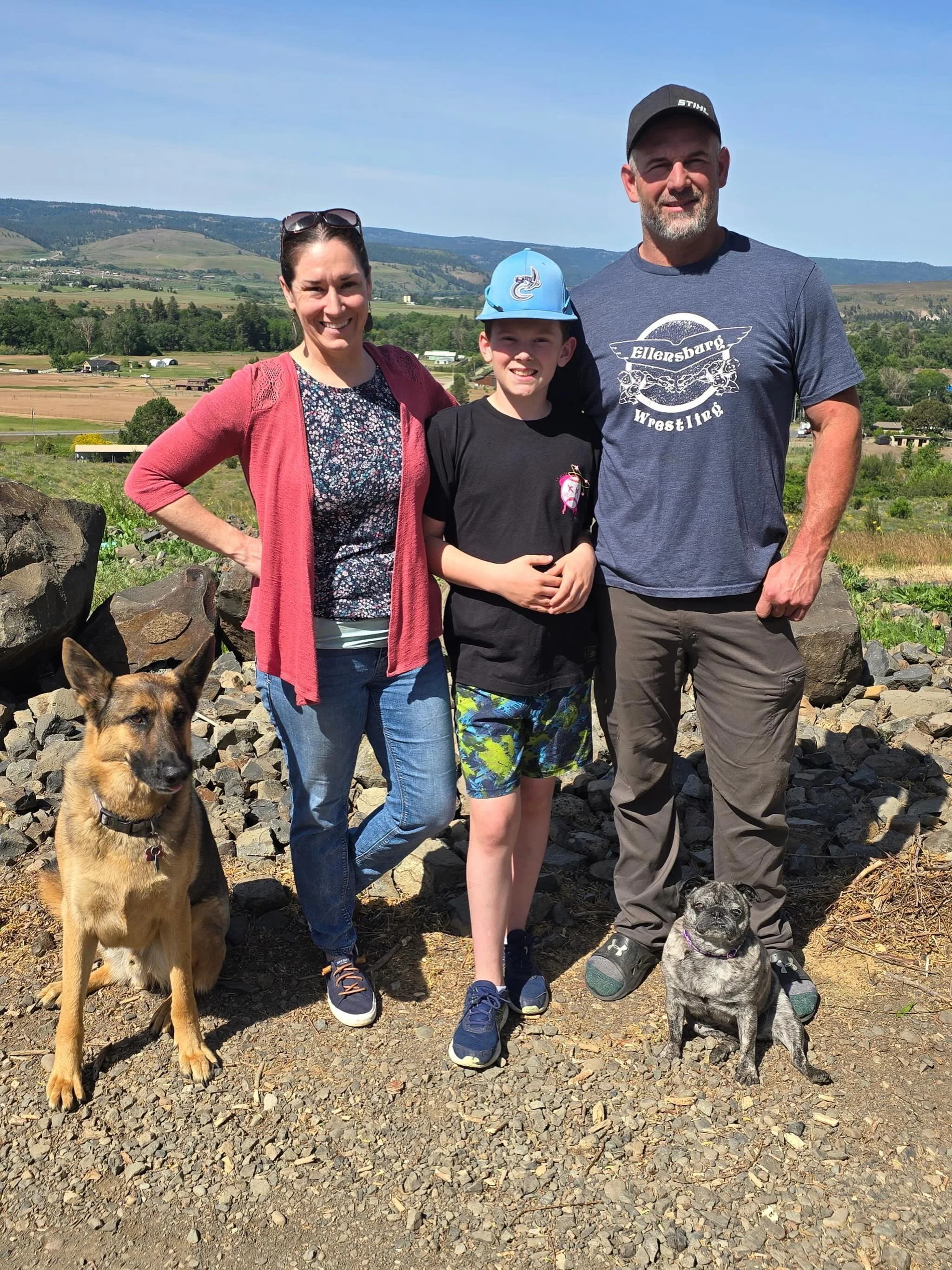Sweet Paisley, a senior pug, was adopted last week by some neighbors of the ranch - Marissa, Wyatt and Nic! She now has a German Shepherd brother Thor she bosses around too!Paisley came to us with another senior pug after her owners fell on hard time
