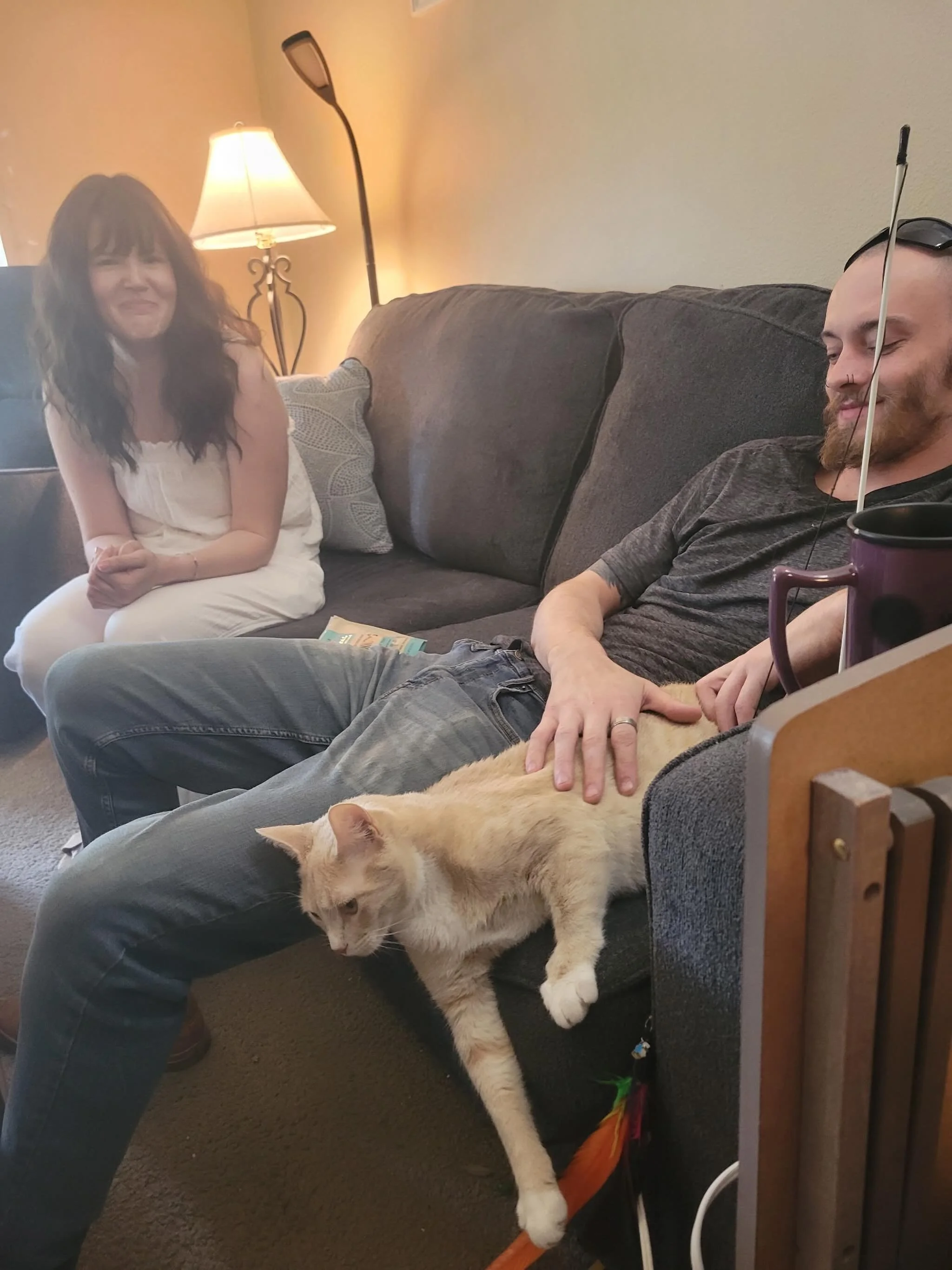 Jacob and Corrine from Yakima grew up with cats and are finally in a place in their lives where they can have their own. They saw Berry and instantly fell in love with his creamy color. Berry has been known to be friendly, but shy, and he instantly w
