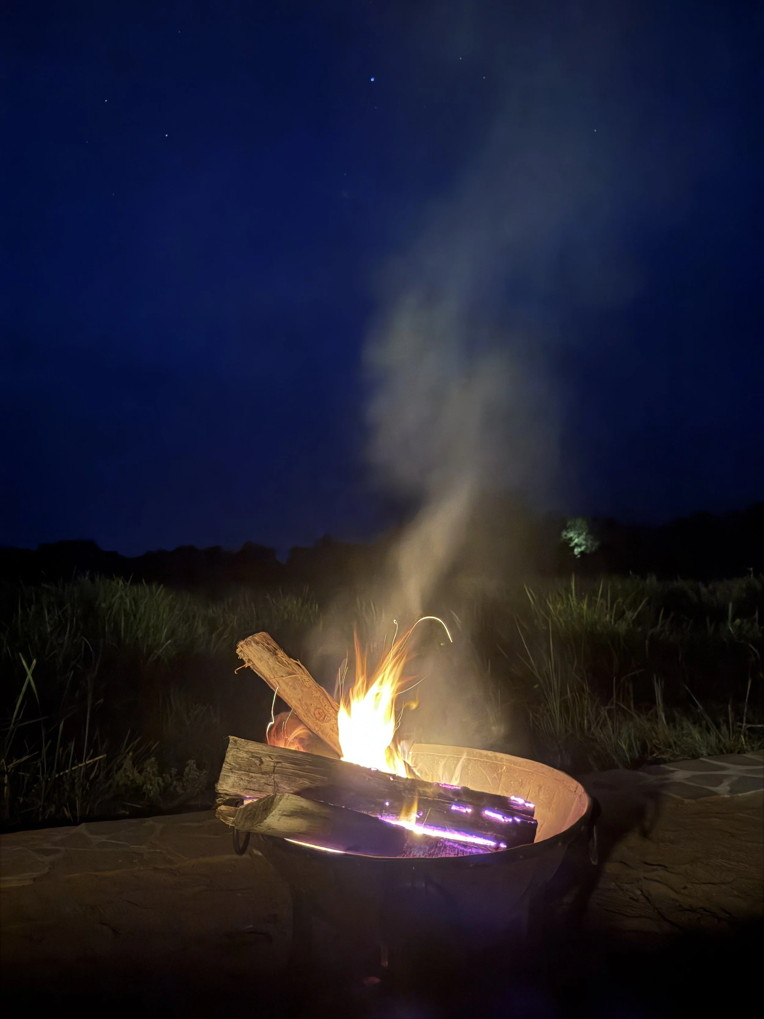 evening fire at the boma