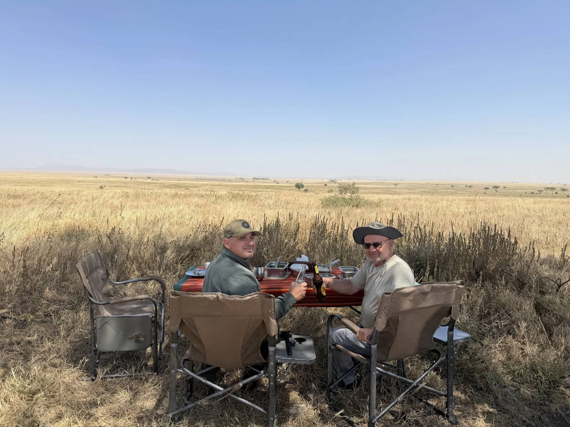 Lunch looking out over the Serengeti plains on a full day out from Lemala Nanyukie