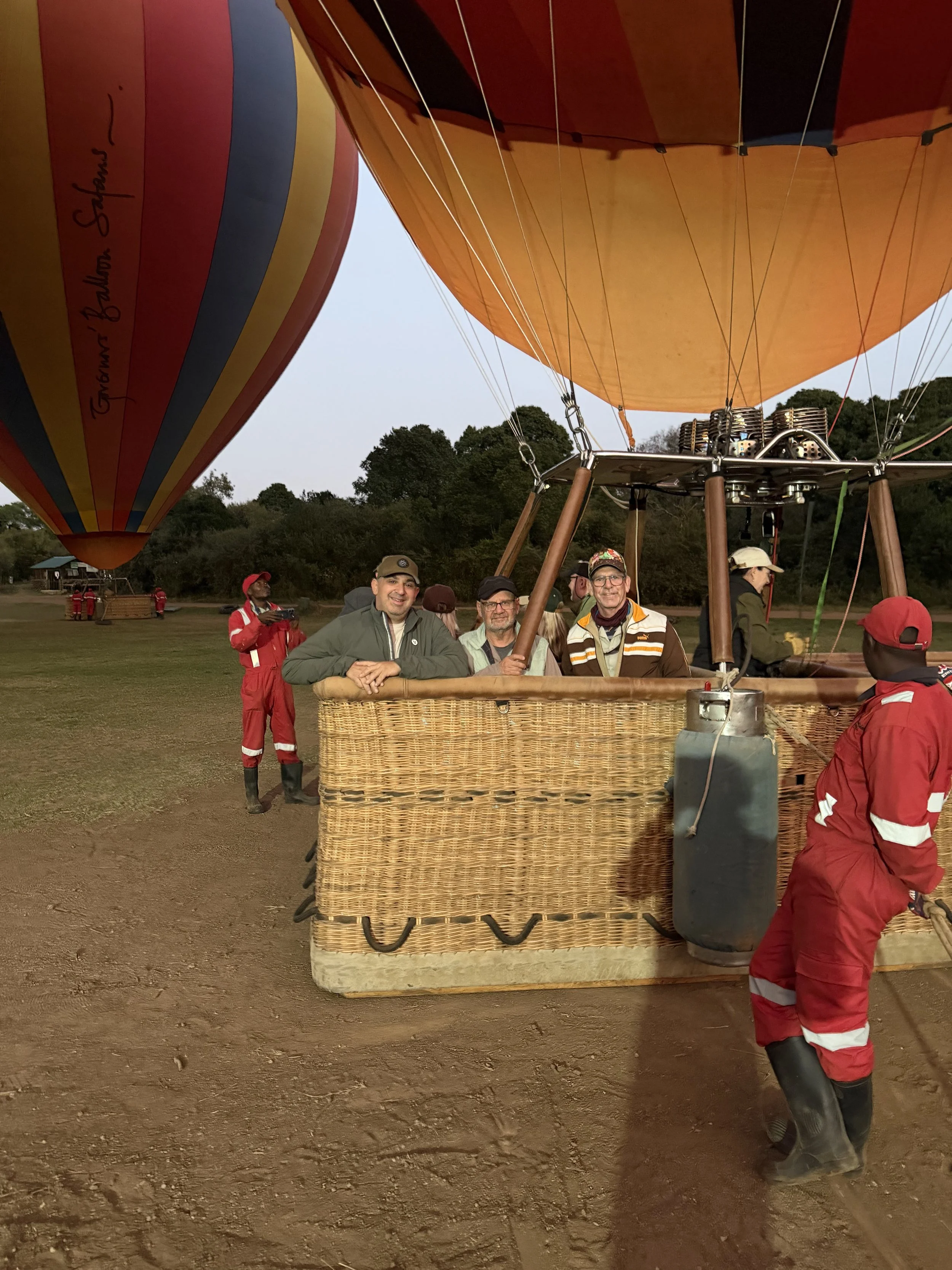 in the balloon basket before takeoff