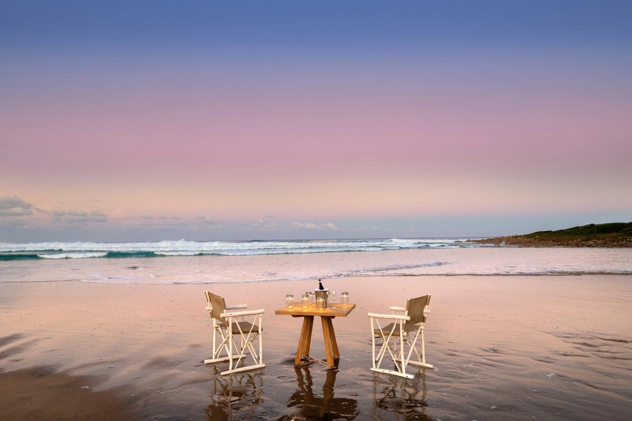 Outdoor dining at GweGwe Beach Lodge — al fresco meals with ocean backdrop, Wild Coast