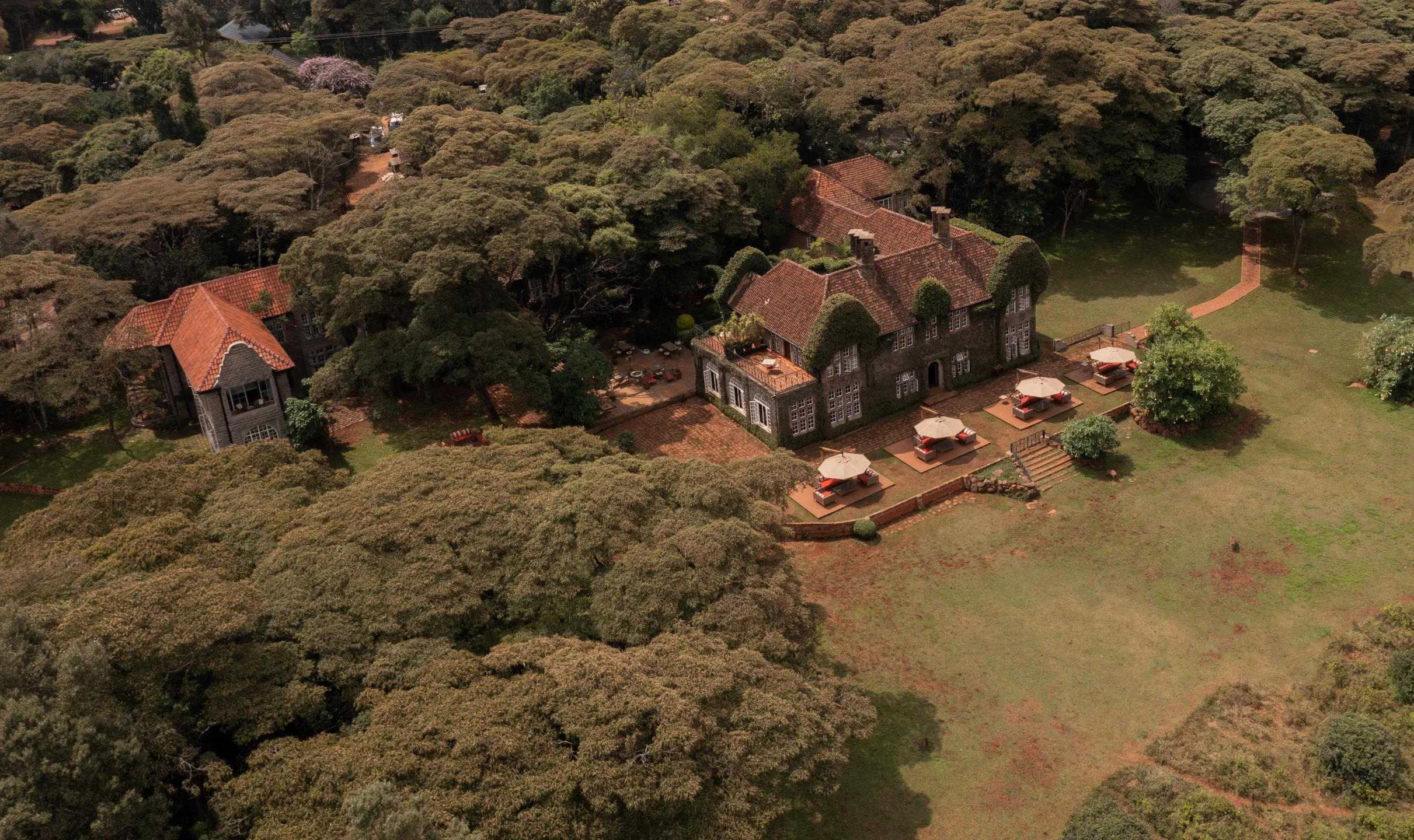 aerial view of giraffe manor