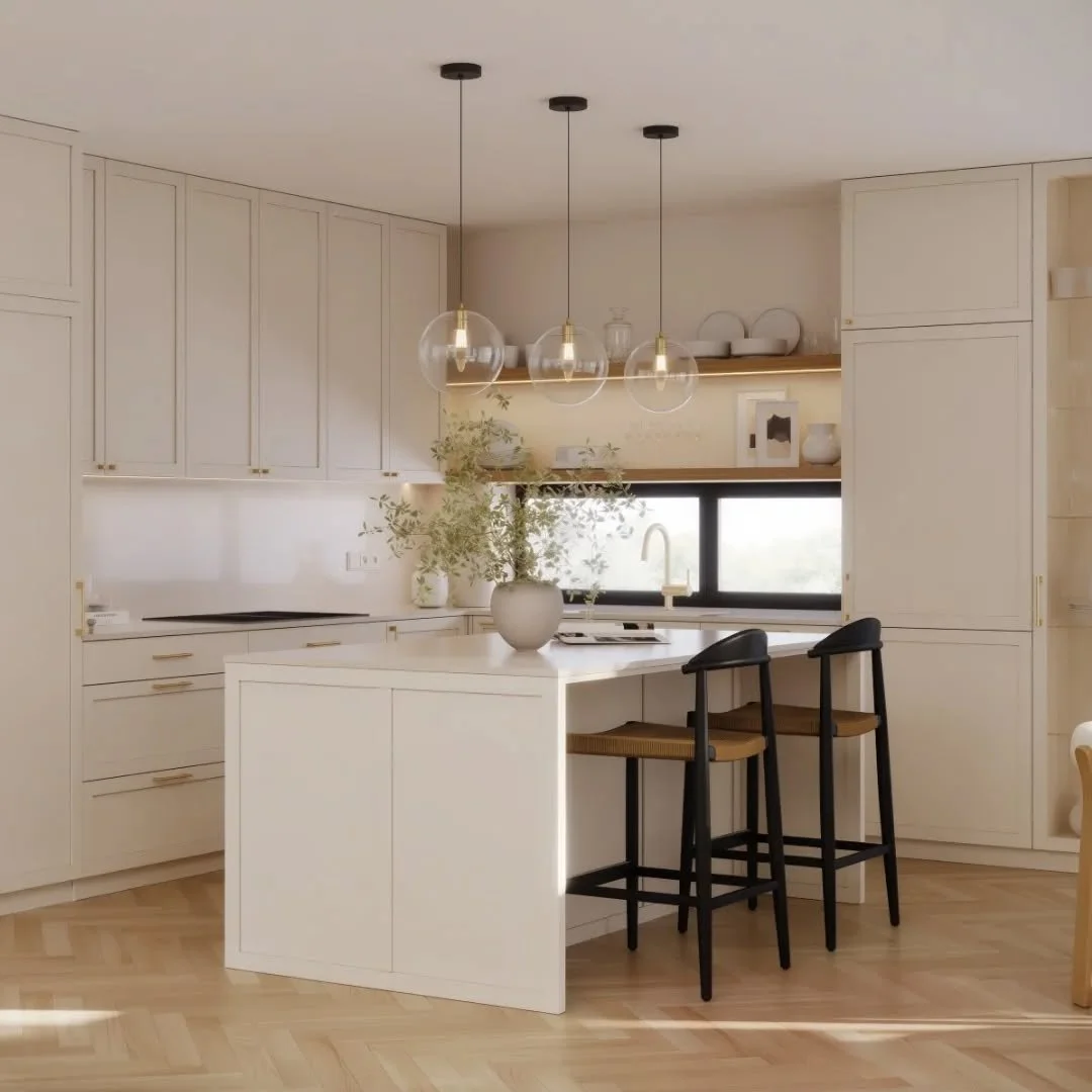 ✨ Klasick&aacute; kuchyňa v jemn&yacute;ch t&oacute;noch, ktor&aacute; prin&aacute;&scaron;a teplo, jednoduchosť a pocit skutočn&eacute;ho domova. 🤍
#vilastudio #kitchendesign #kuchyňa