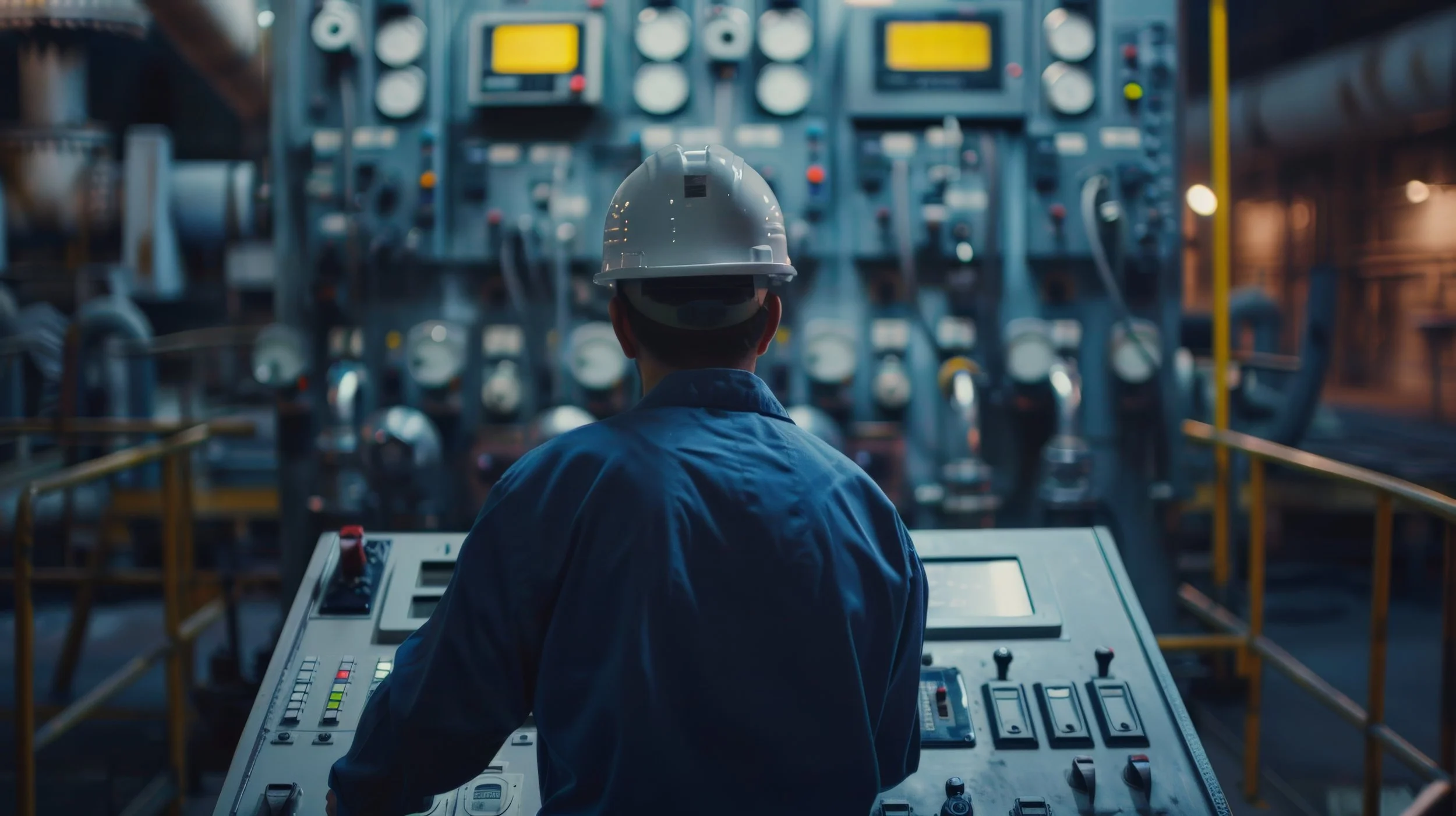photo of engineering worker at a control panel