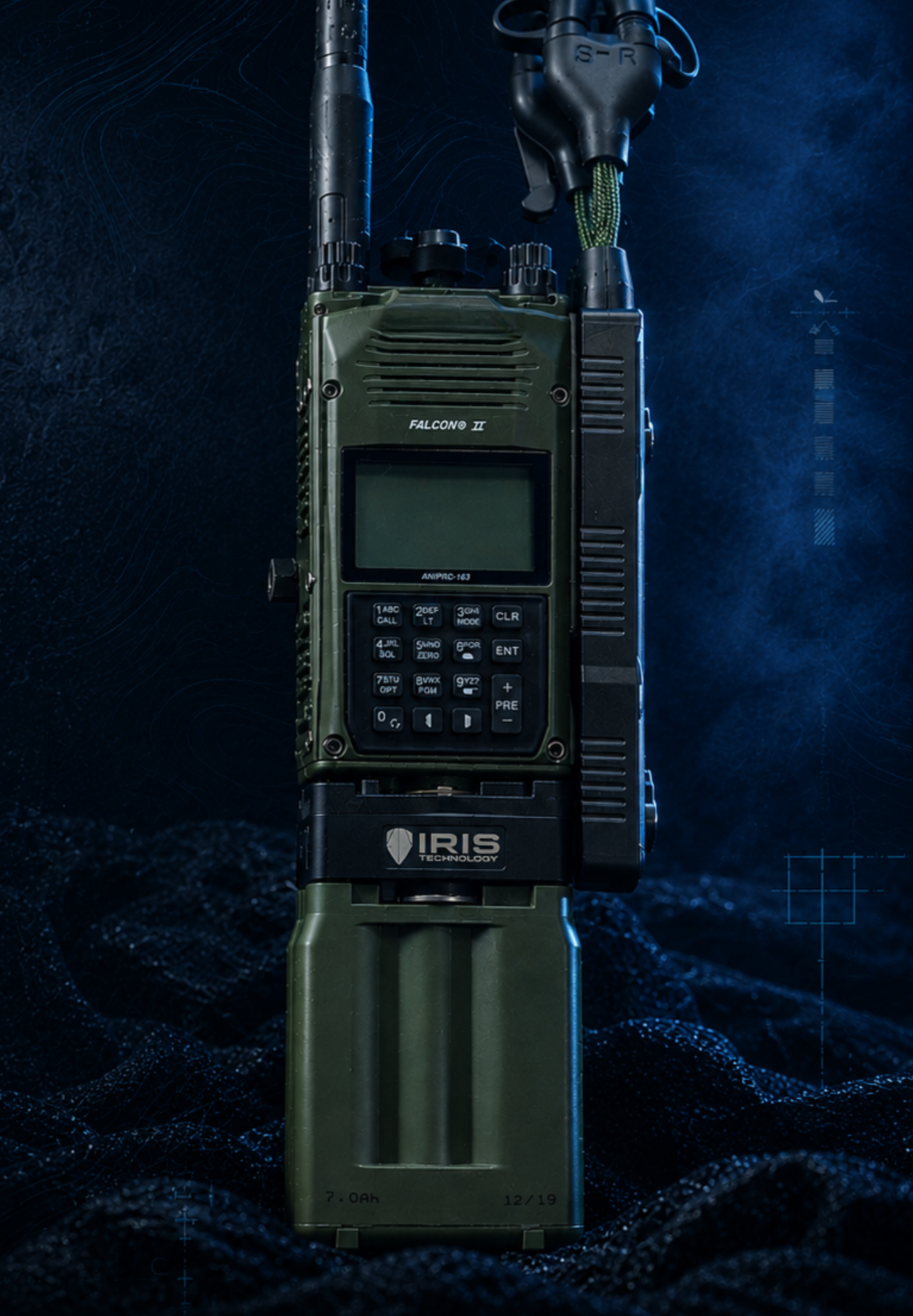 L3 Harris PRC-163 Handheld radio with Iris Technology Merlin Handheld+ adapter mated to the radio.