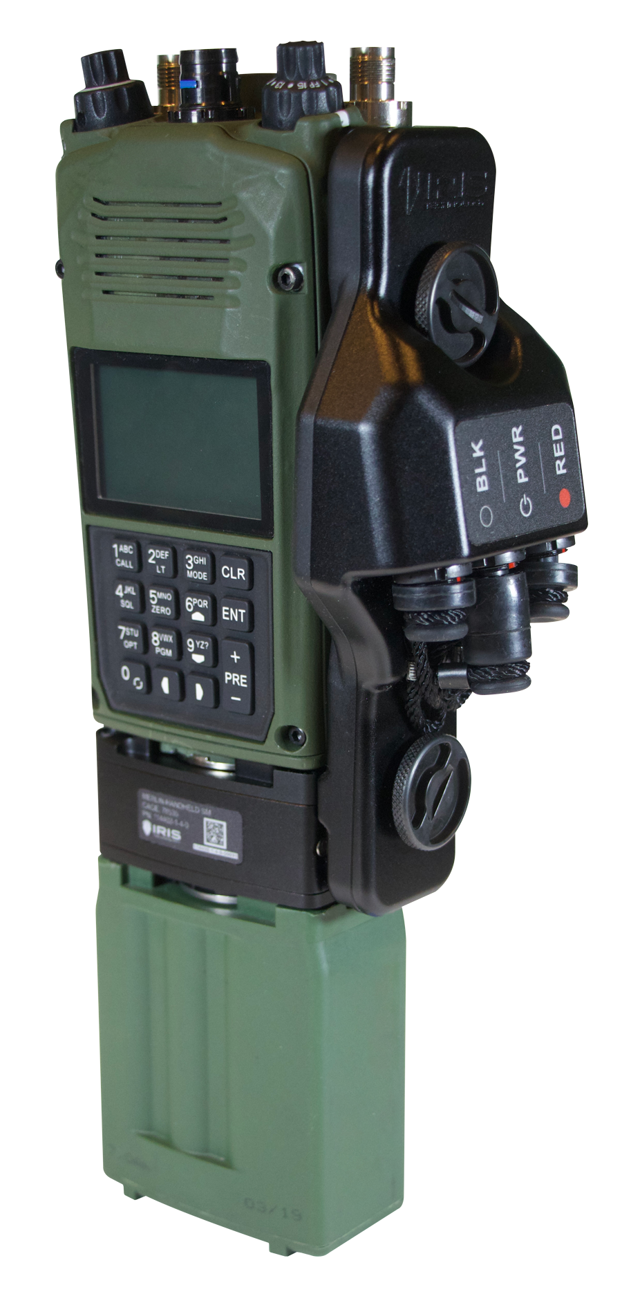 Merlin Handheld+ connected to PRC-163 radio and battery