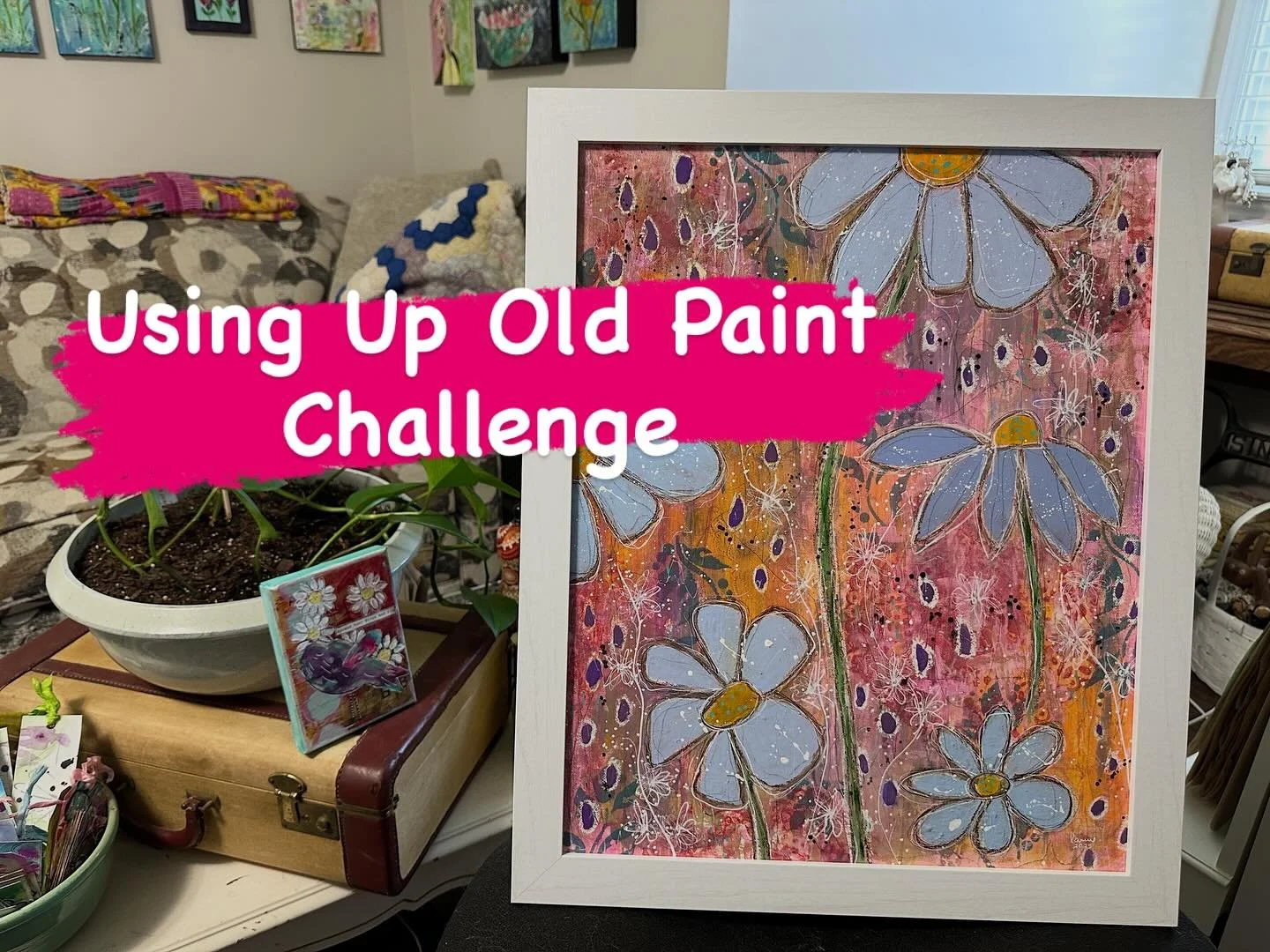 Using up old paint again. This time on canvas. 

Don&rsquo;t throw away that dried up paint until you try using it to create something fun! Watch the process video on YouTube. Link in profile. 

#mixedmediart #useyourscraps #mixedmediaattcanvas #usin