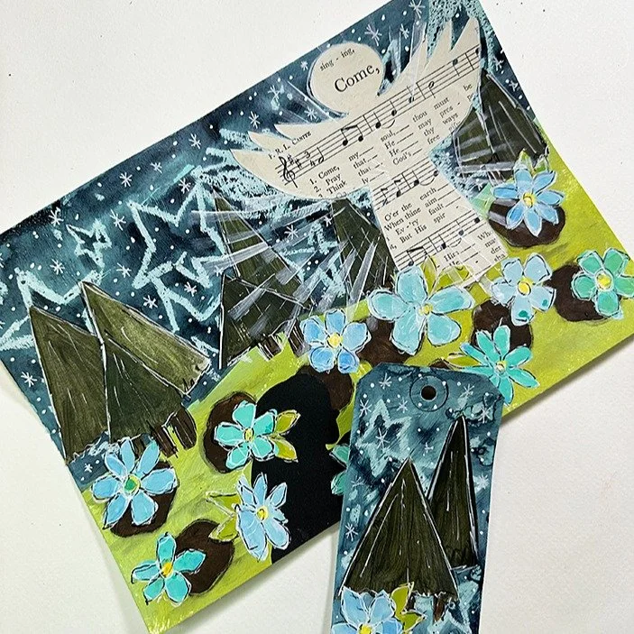 Lesson 7 in Artistic Advent with Me. :-) The angel appears to Joseph in a dream to tell him not to be afraid to take Mary as his wife. Such a joy to create for this workshop. Thank you @kimpeppercreative 

You can still join the fun in the Artistic A