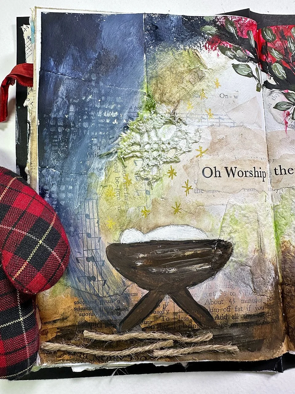 Lesson 9 in Artistic Advent with @expressyourartsysoul I loved this lesson so much. Her spread was so beautiful I followed Casey as closely as I could to get similar results. Thank you Casey for a wonderful lesson. &hearts;️

You can still join the f