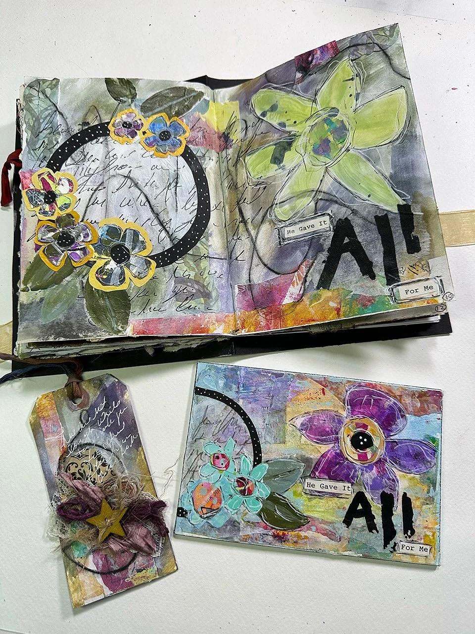 Occasionally I will love a journal page so much that I will create a canvas of it. I loved the journal page from Lesson 10 in Artistic Advent so much that I created a little 4x6 canvas similar to it. I&rsquo;m thinking I will make a larger canvas unl