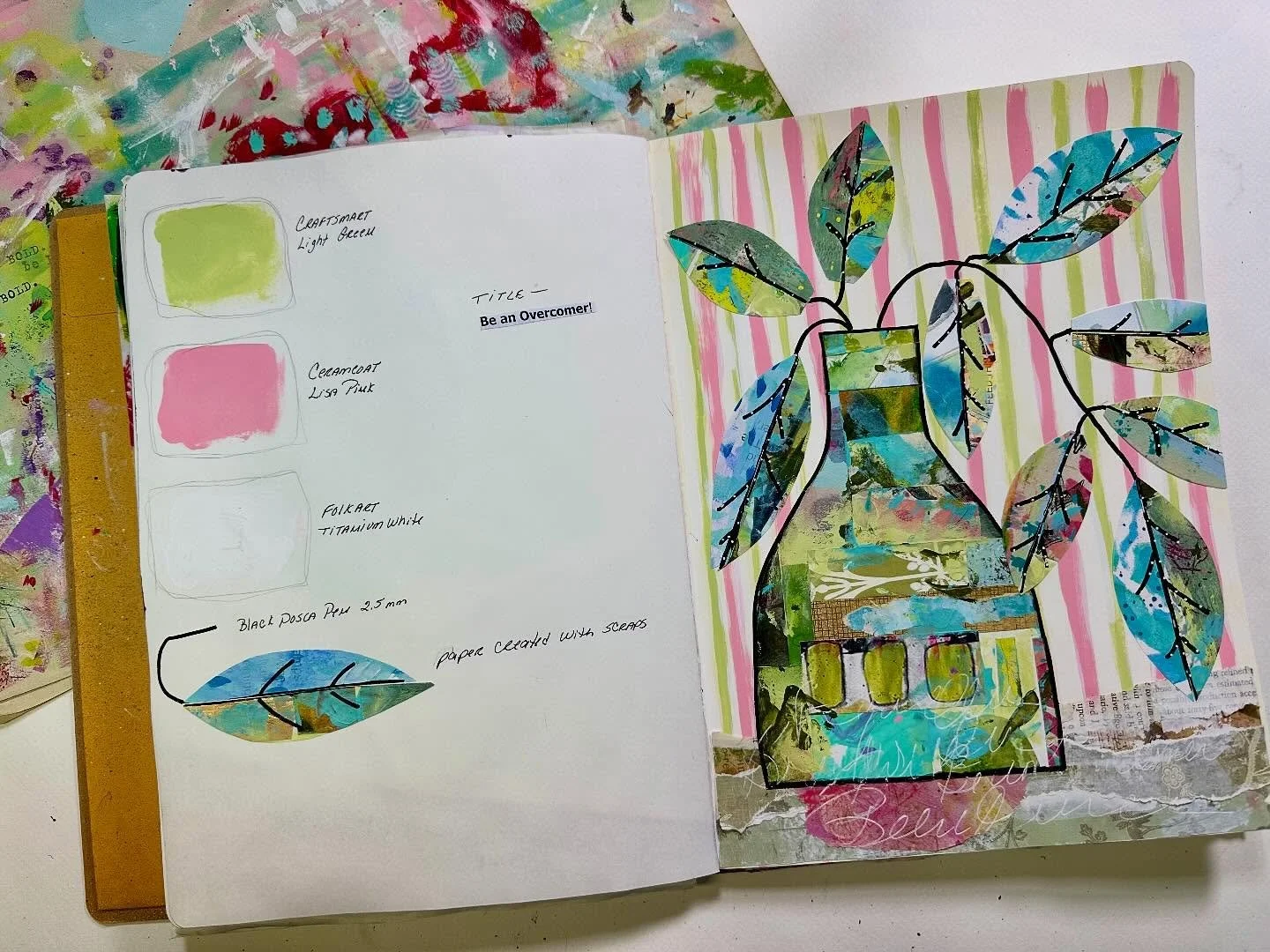 Mixed media art journal page. Acrylic paint and paper I made from scraps then cut out shapes. &ldquo;Be An Overcomer&rdquo;

#mixedmediaartjournalpage #useyourscraps #mixedmediaart #artjournaling #laurierichardsonhaleyart