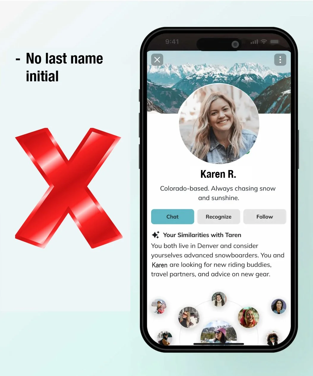 screenshot of member page