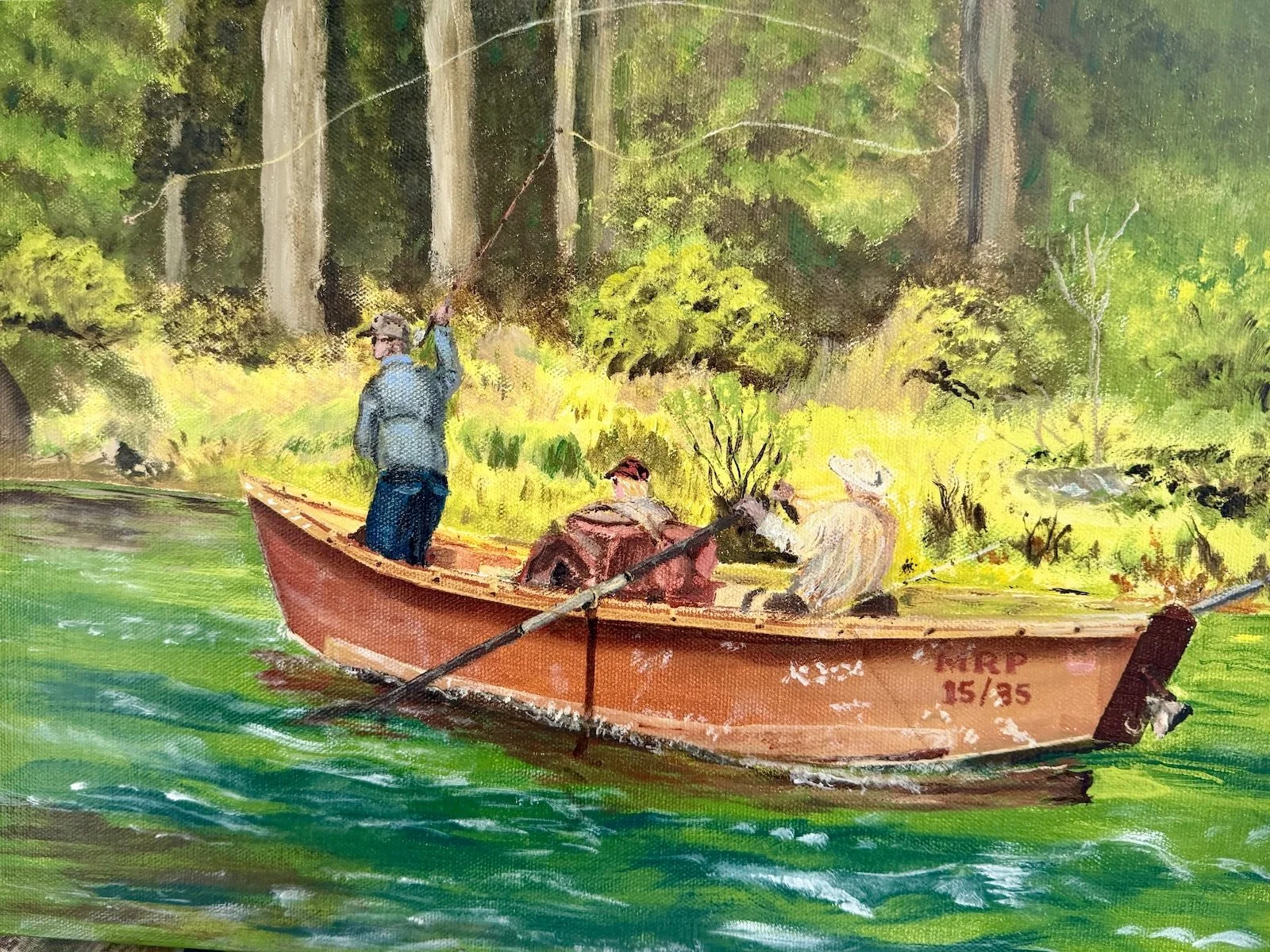 "Guide Boat Fly Fishing", 12" x 16", $300