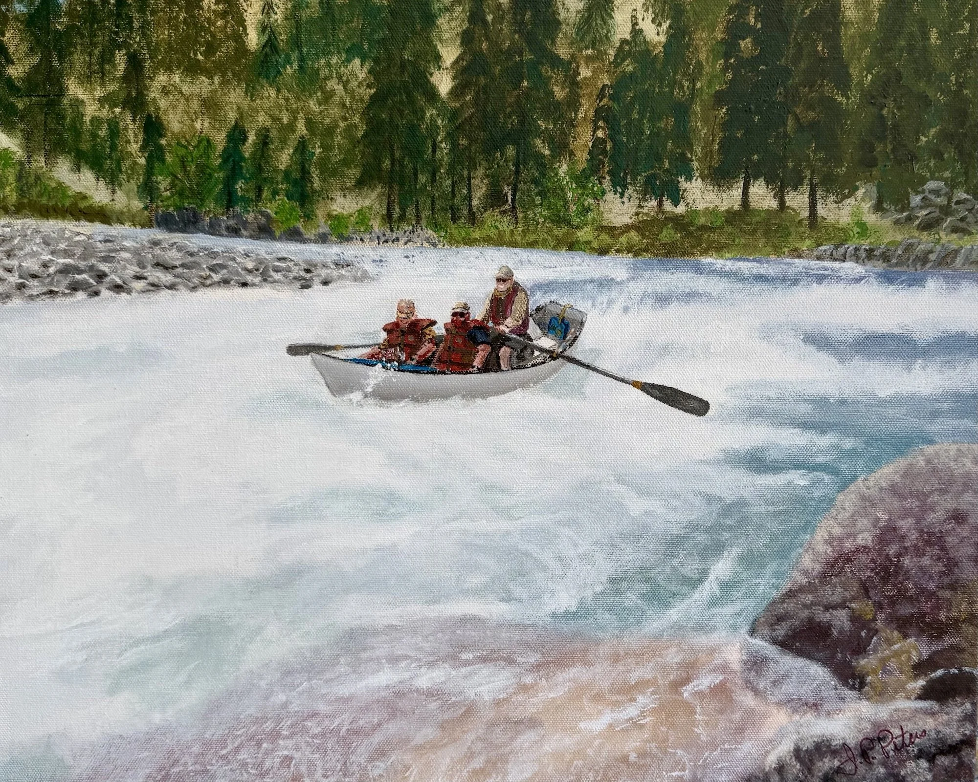 "Riding The Rapids", 16' X 20", $400