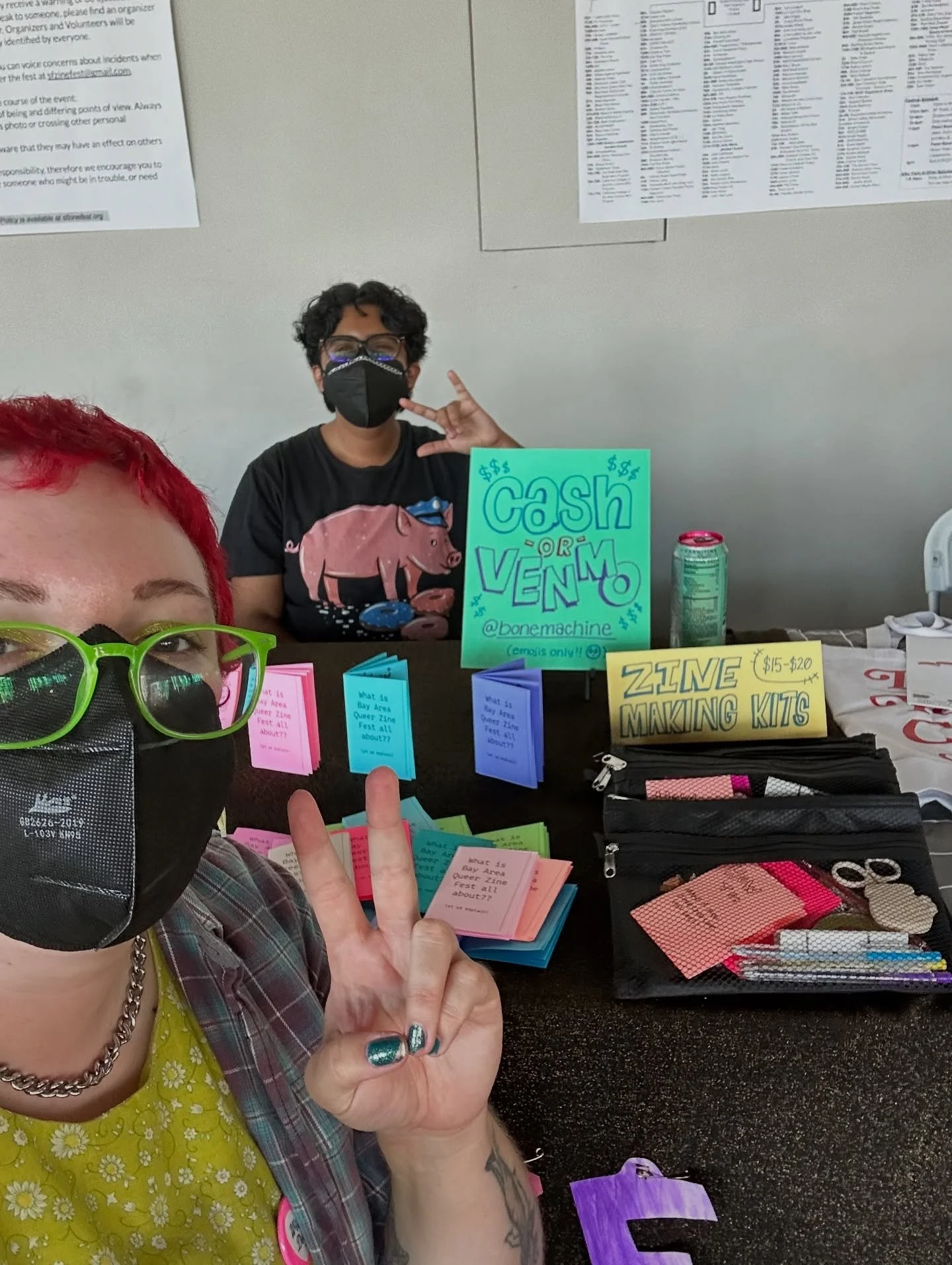 We&rsquo;re @sfzinefest today from 11-5!!! Come find Maira and Kavya at table 98B (next to @radbreath and @stonerzines AND across from @caspian.walters 😎) for some organizer mystery bundles, fest info zines, and zine making kits. Wear a mask!!!