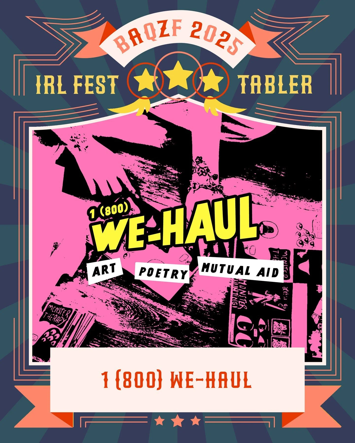 🎪 🎈 BAQZF IRL TABLER SPOTLIGHTS PT. 1 🎈🎪
Here are some of the fantastic queer zinesters and comics artists who will be at our MASKS REQUIRED irl portion of #baqzf2025:
@1800wehaul 
@myusername669 (team baqzf superstar!!)
@brownreclusezinedistro 
