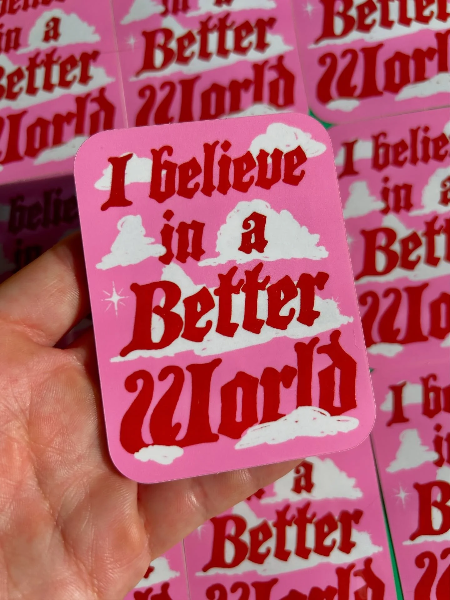 💓 ICYMI: New stickers are here! ☁️

Sparkly rainbow trout, dreams of a better world, and shiny mirrored sardines! Perfect for you water bottle, laptop, car bumper, or anywhere else you want to claim as yours 💌

Avail on my site and on @faire_wholes