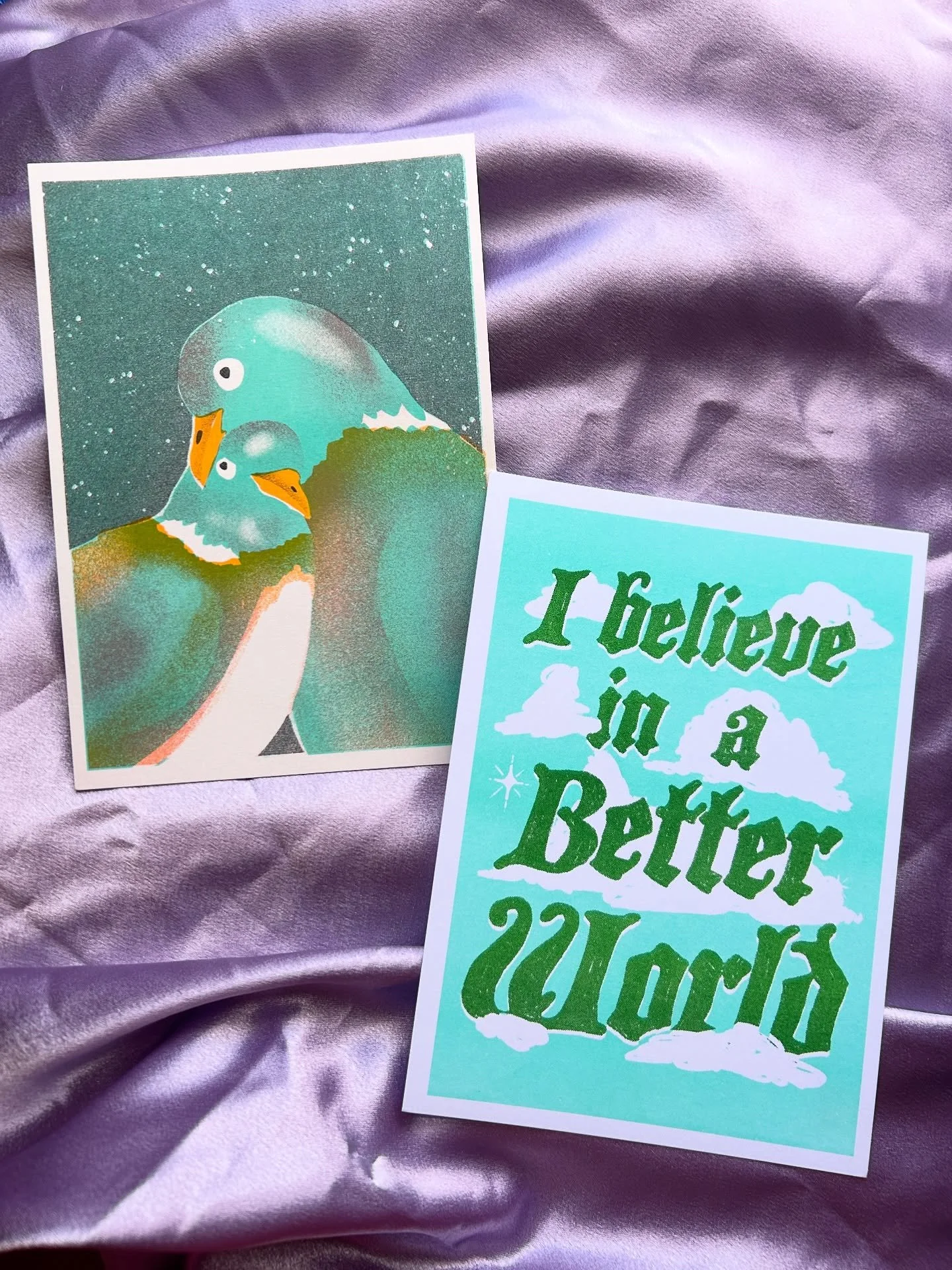 🐦 some risograph prints from cowboy print club looking real sweet together ☁️

not a member yet and sad you missed out on previous month&rsquo;s prints? this month I&rsquo;m launching a secret shop where members of the club can snag prints from prev