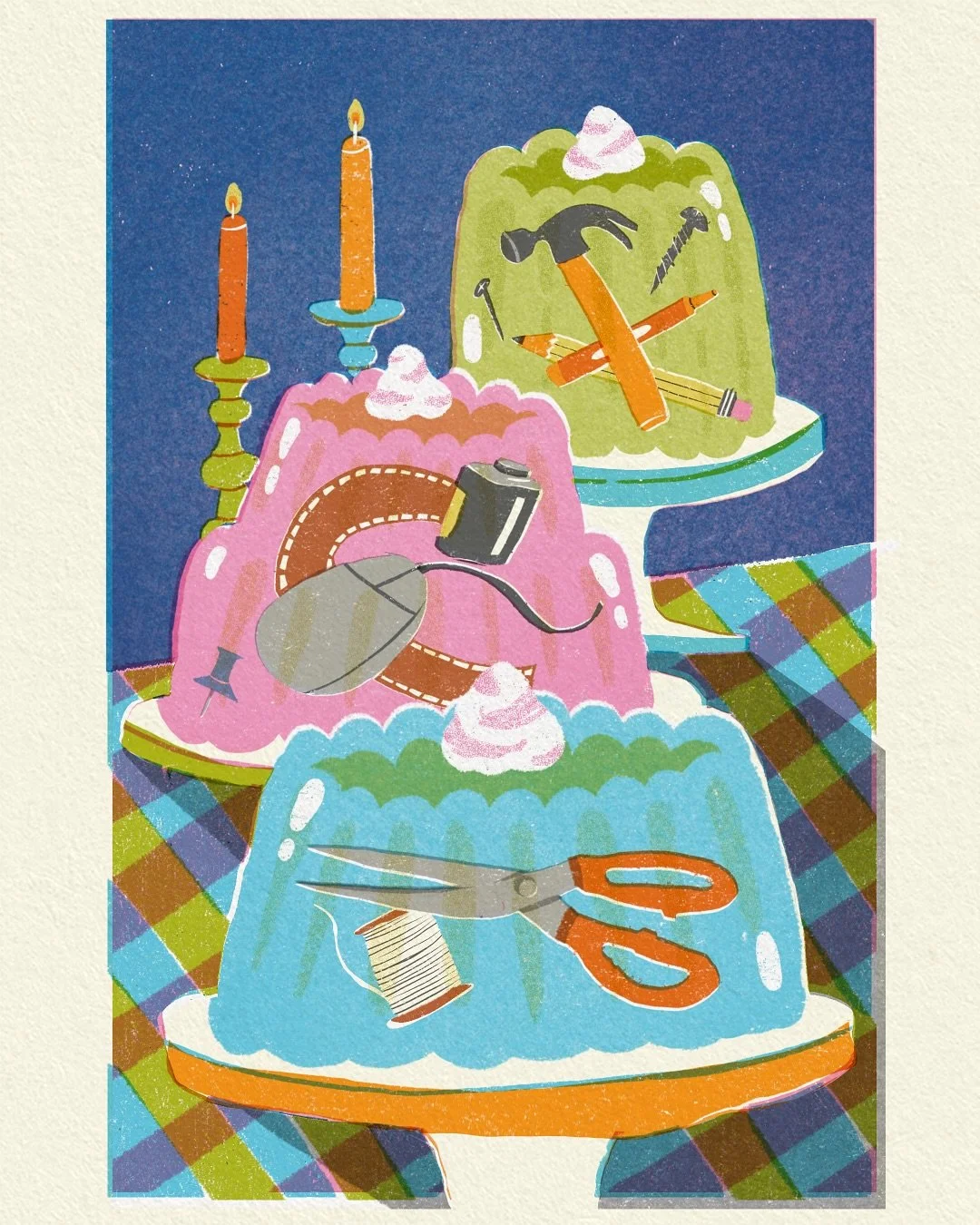 Here&rsquo;s a closer look at the illustrations I created for the @visartsrva spring class catalog! 🍧🌈🍒

I needed to find a way to incorporate many of the disciplines of Richmond&rsquo;s Visual Art&rsquo;s Center, and ultimately we landed on showi