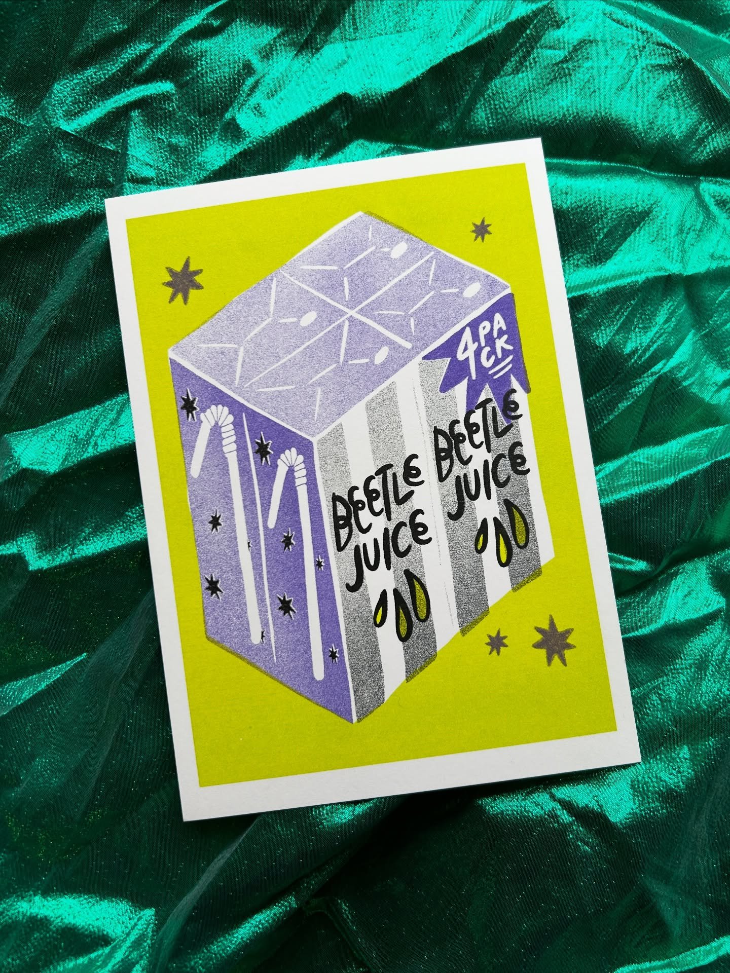 COWBOY PRINT CLUB 🧃 September edition 👻

Okay okay I know it&rsquo;s like almost the end of October but I realized I never posted September&rsquo;s risograph print! Inspired by Beetlejuice, one of my favorite halloween movies, this 5x7 illustration