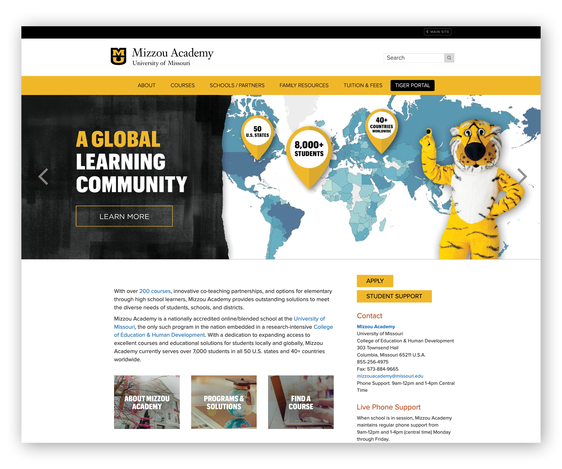 Mizzou Academy website redesign