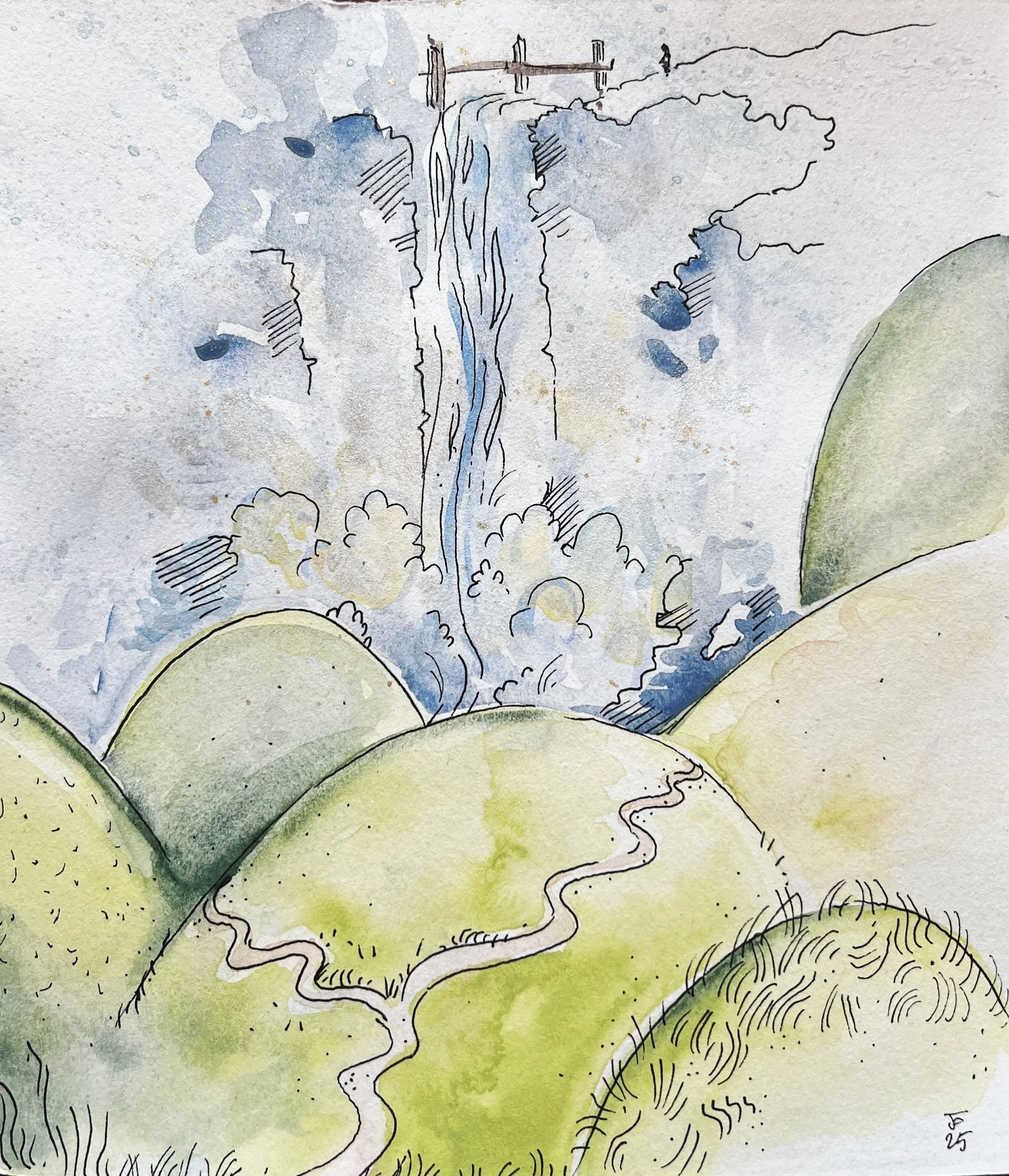 Watercolor and ink, 2025