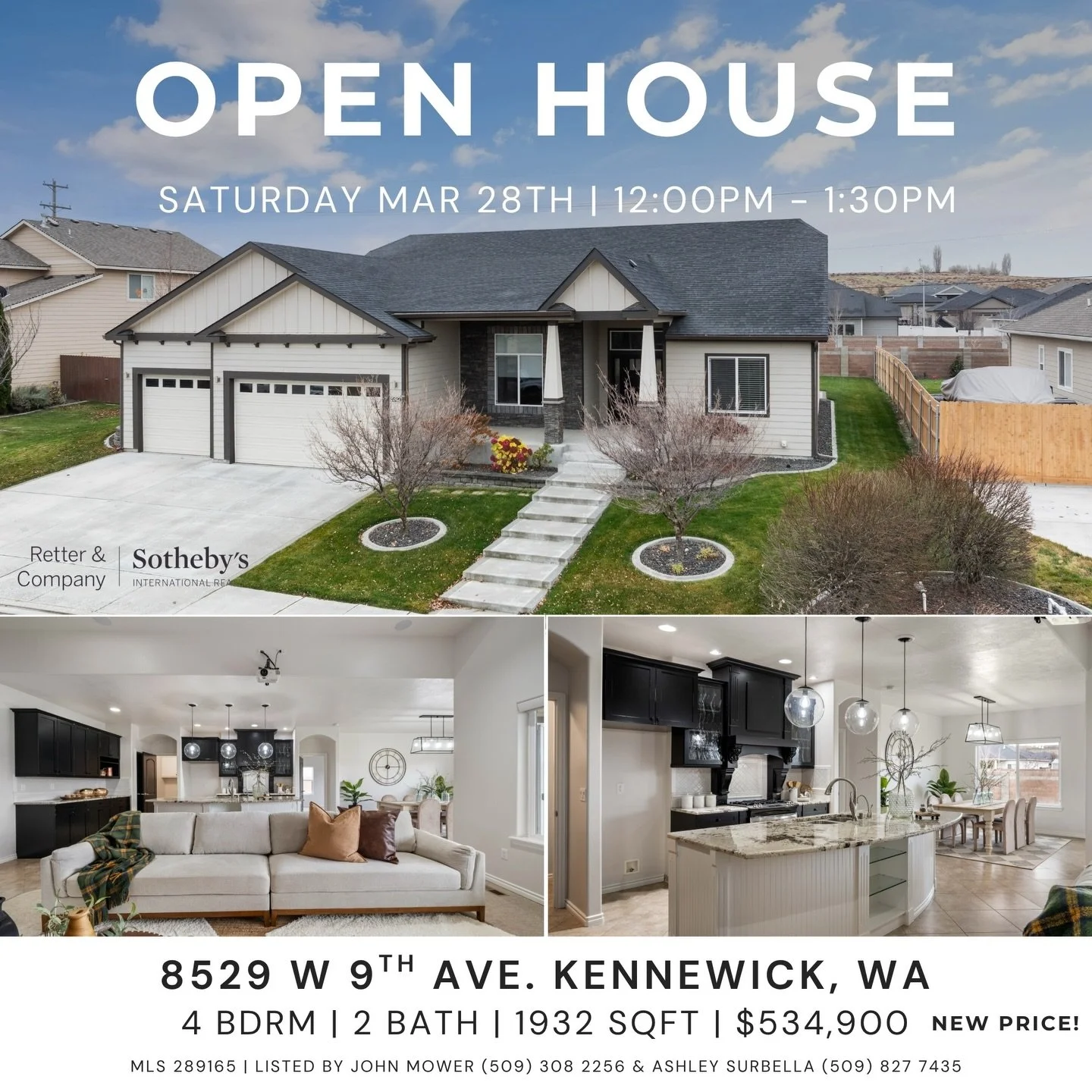 A few great open houses to check out this weekend! 
The weather is lining up perfectly&hellip; sunshine, mild temps, and the ideal excuse to find your next HOME ✨

Saturday | 12:00&ndash;1:30 PM
📍 8529 W 9th Ave, Kennewick
&bull; 1-level living
&bul