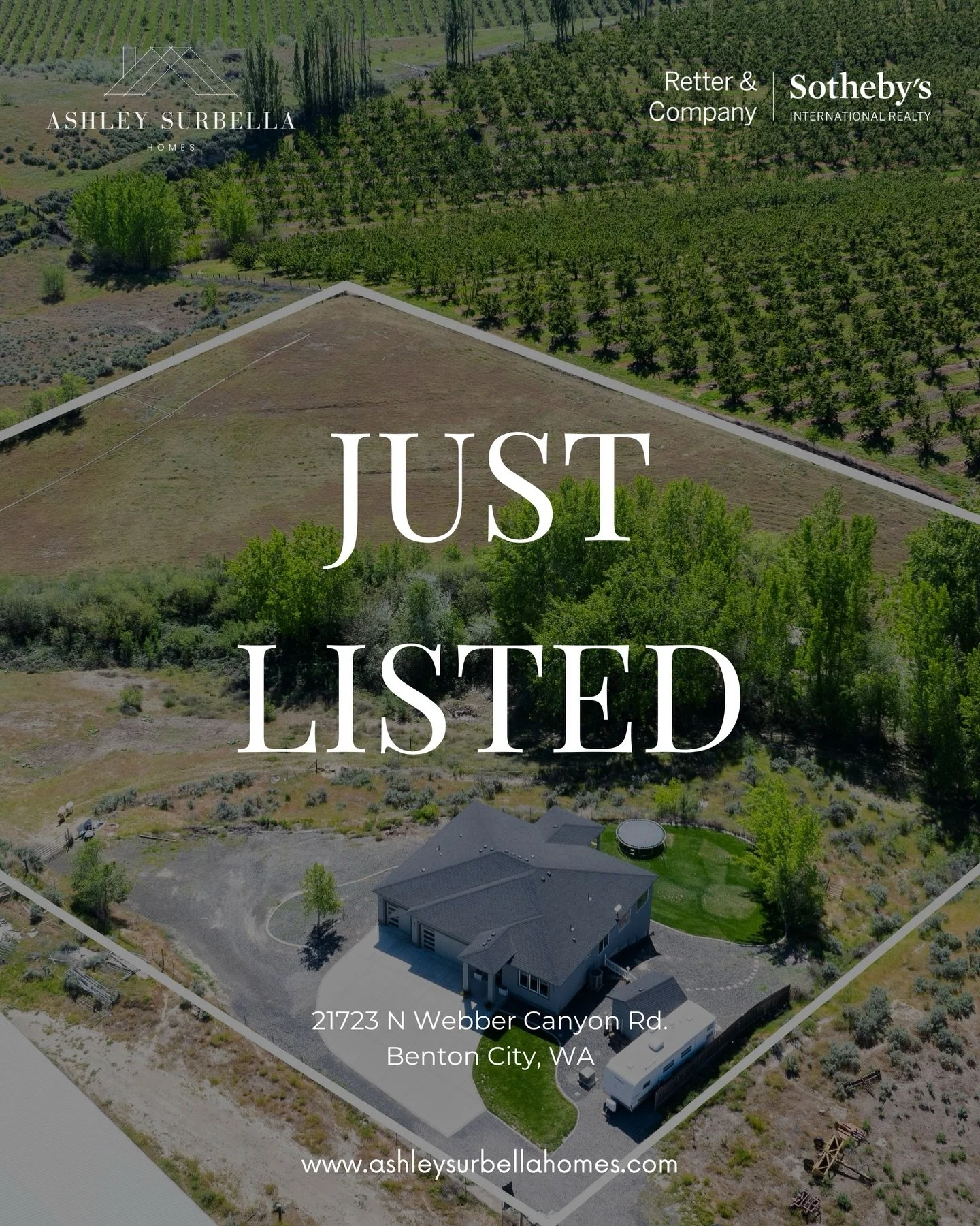 JUST LISTED!

21723 N Webber Canyon Rd. Benton City

4 bed + den | 3 bath | 2838 SF 

5.05 acres 

Offered at $799,000

✔️ 1 story with walkout basement 
✔️ Built in 2019
✔️ Views of Horse Heaven Hills 
✔️ Open RV parking and 3 car garage 
✔️ Open ki