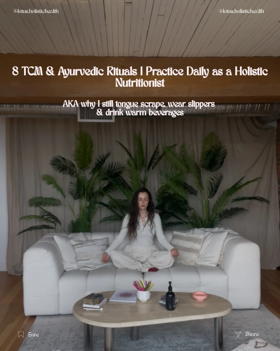 As a holistic nutritionist, I love combining modern science with traditional wisdom from Ayurveda and TCM 🪷

Consistency is what makes these rituals effective; small, intentional habits compound over time. You don&rsquo;t need to do everything at on