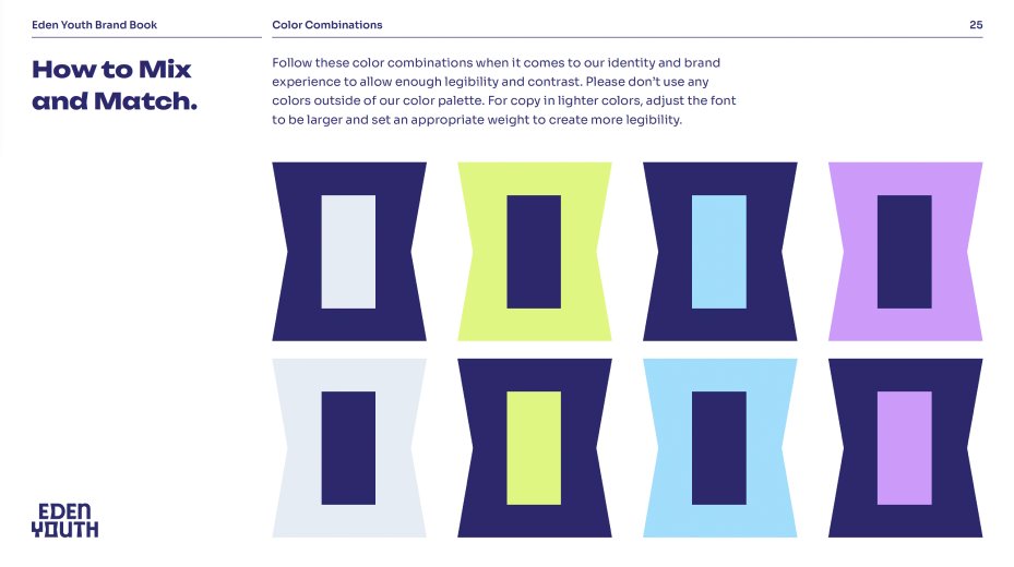 Eden Youth Brand Book color combinations