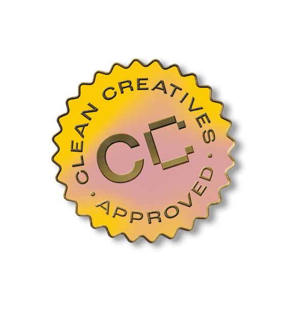 Clean Creatives approved gold burst pin