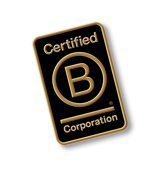 Black and gold Certified B Corporation pin