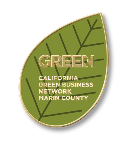 California Green Business Network Marin County green and gold leaf pin