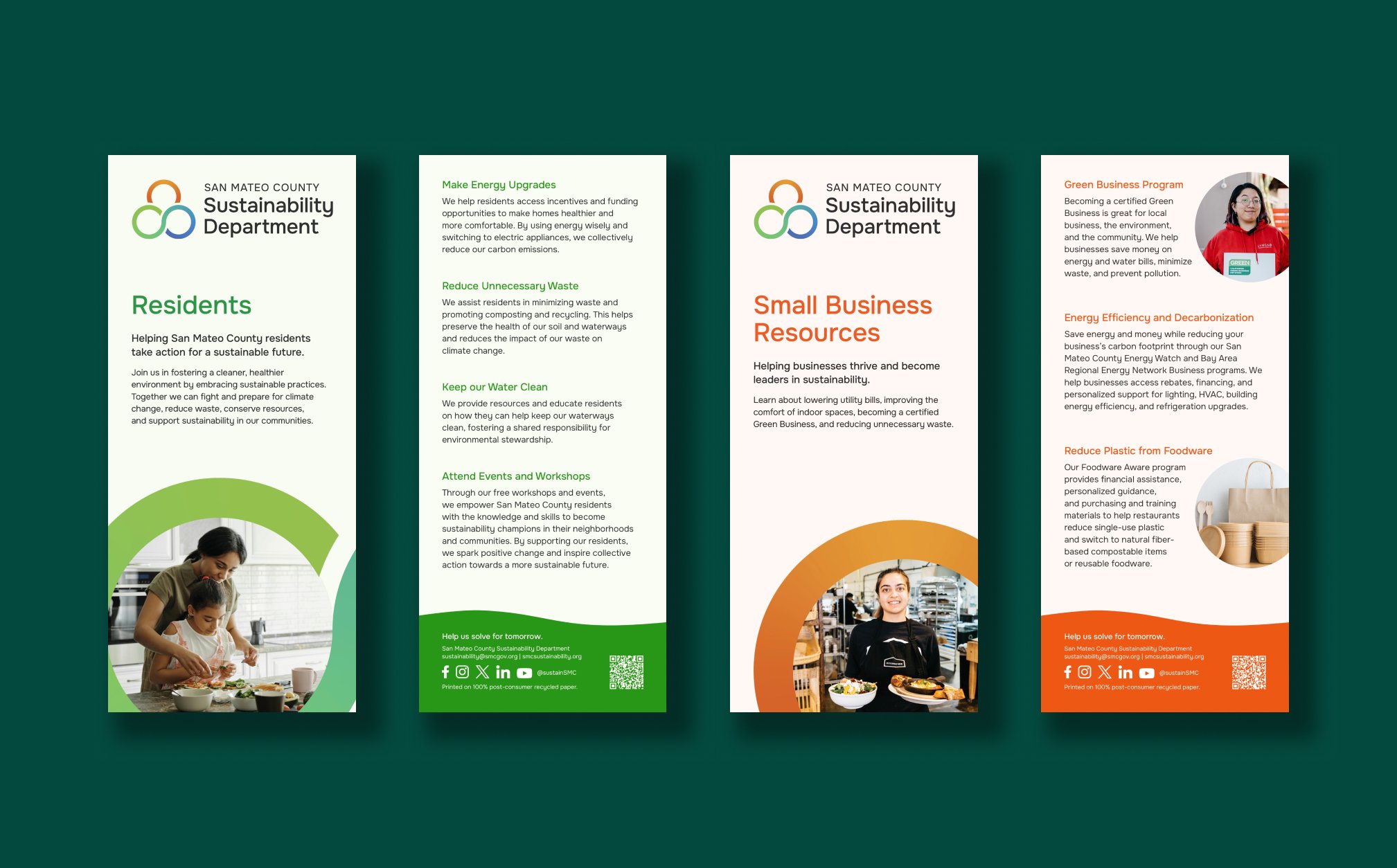 San Mateo County Sustainability Department Residents and Small Business Resources rack cards