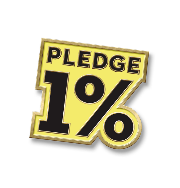 Yellow, black and gold Pledge 1% pin
