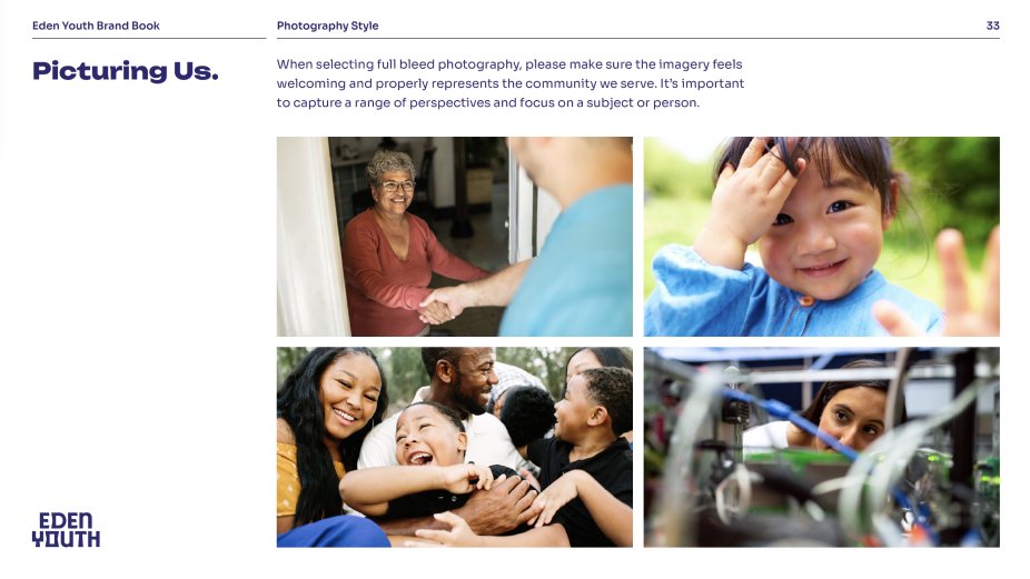 Eden Youth Brand Book photography style