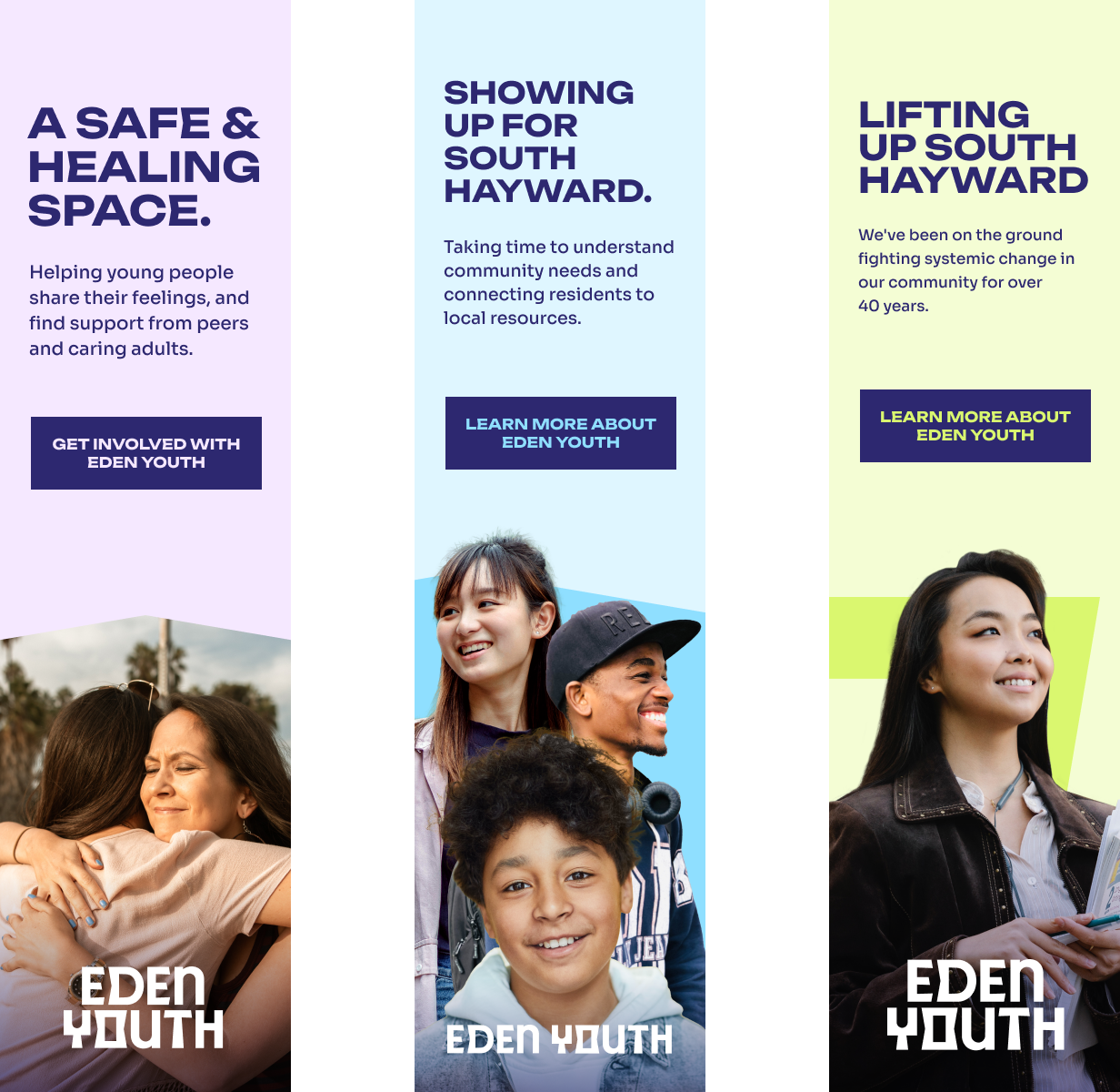 3 vertical Eden Youth Programmatic advertisements