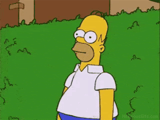 Homer vanishing into a bush gif