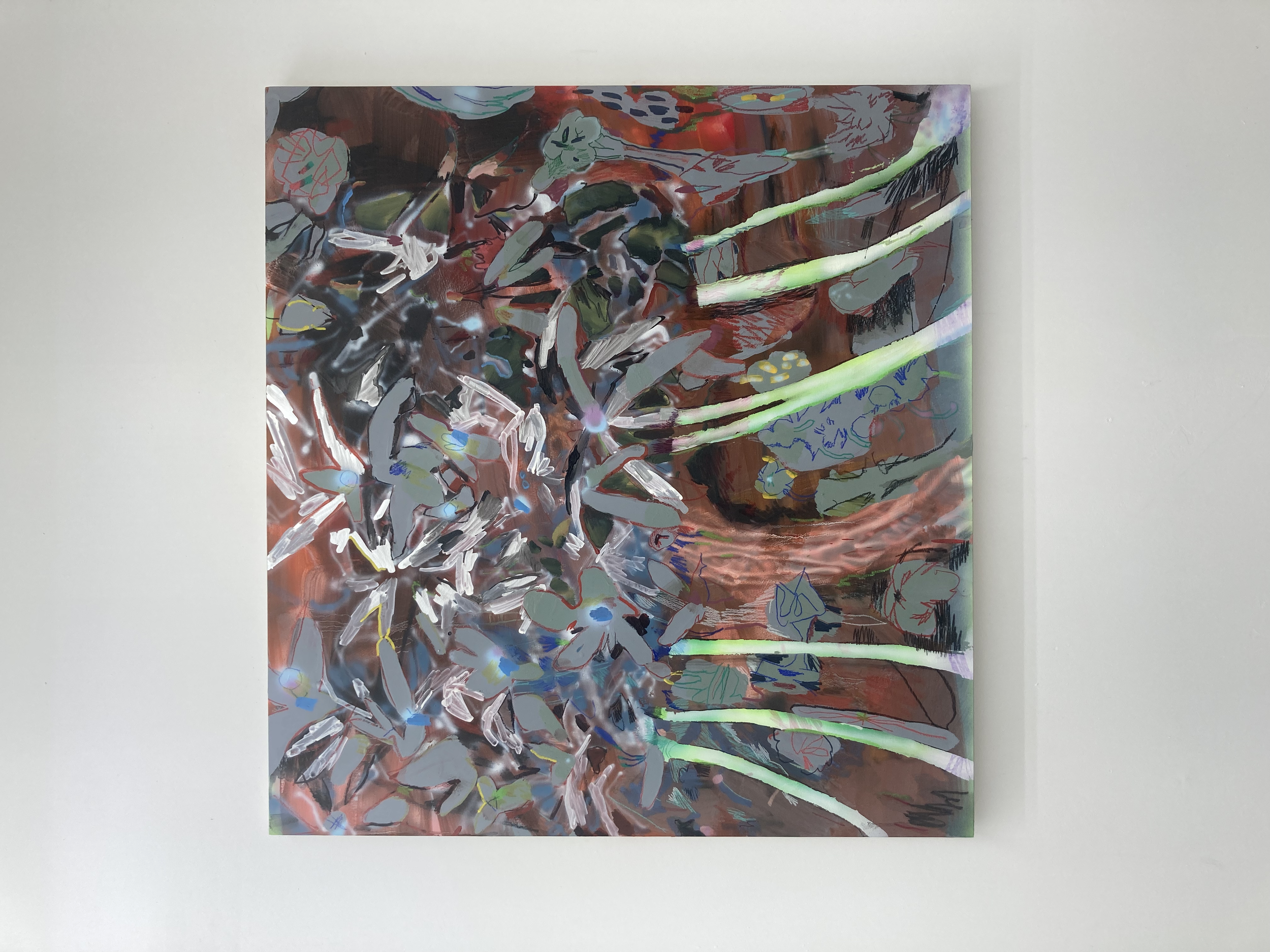 "Hyper Bouquet" 38 x 38 x 2" Mixed Media on Panel 2023