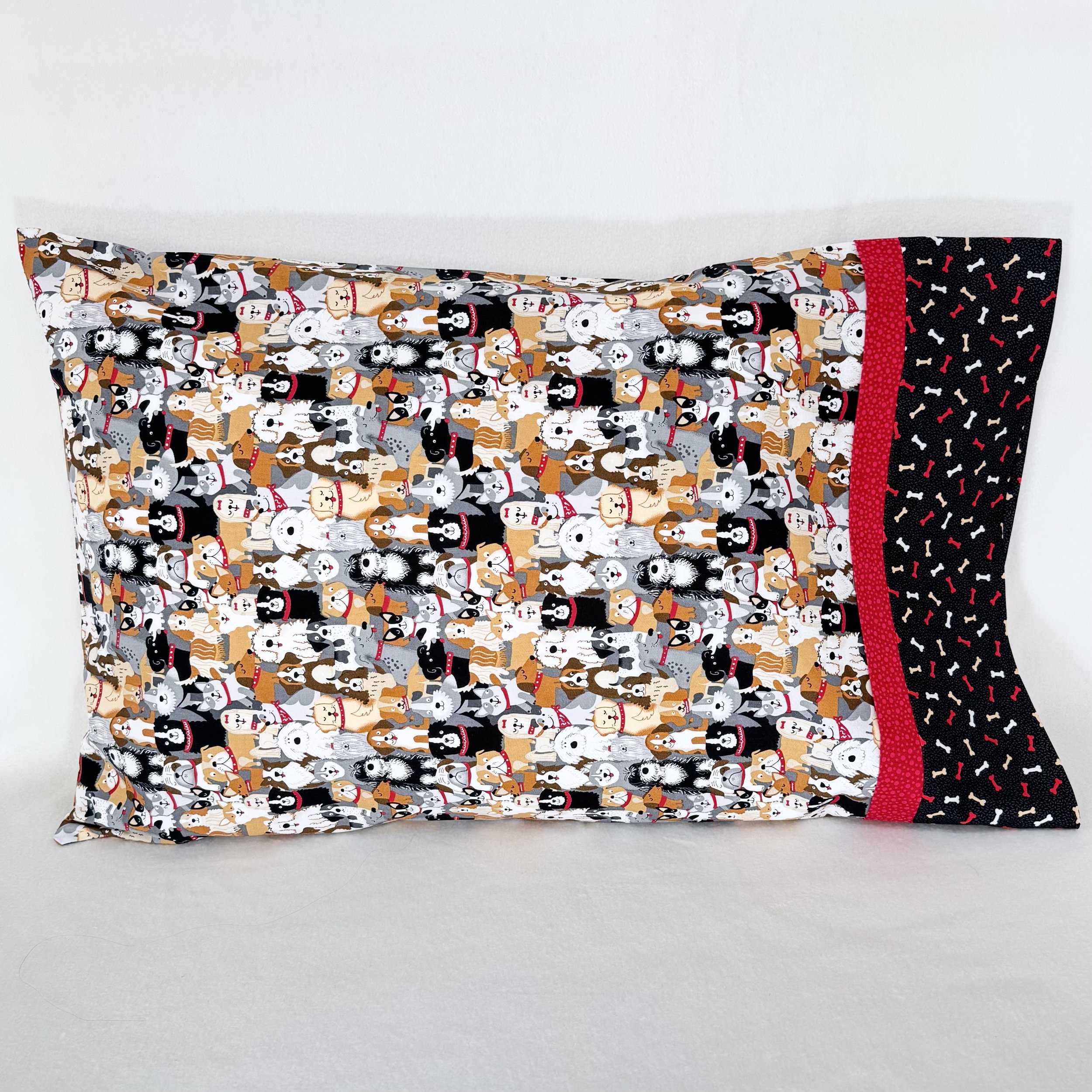 Cartoon Dogs Lined Up pillowcase on pillow.jpeg