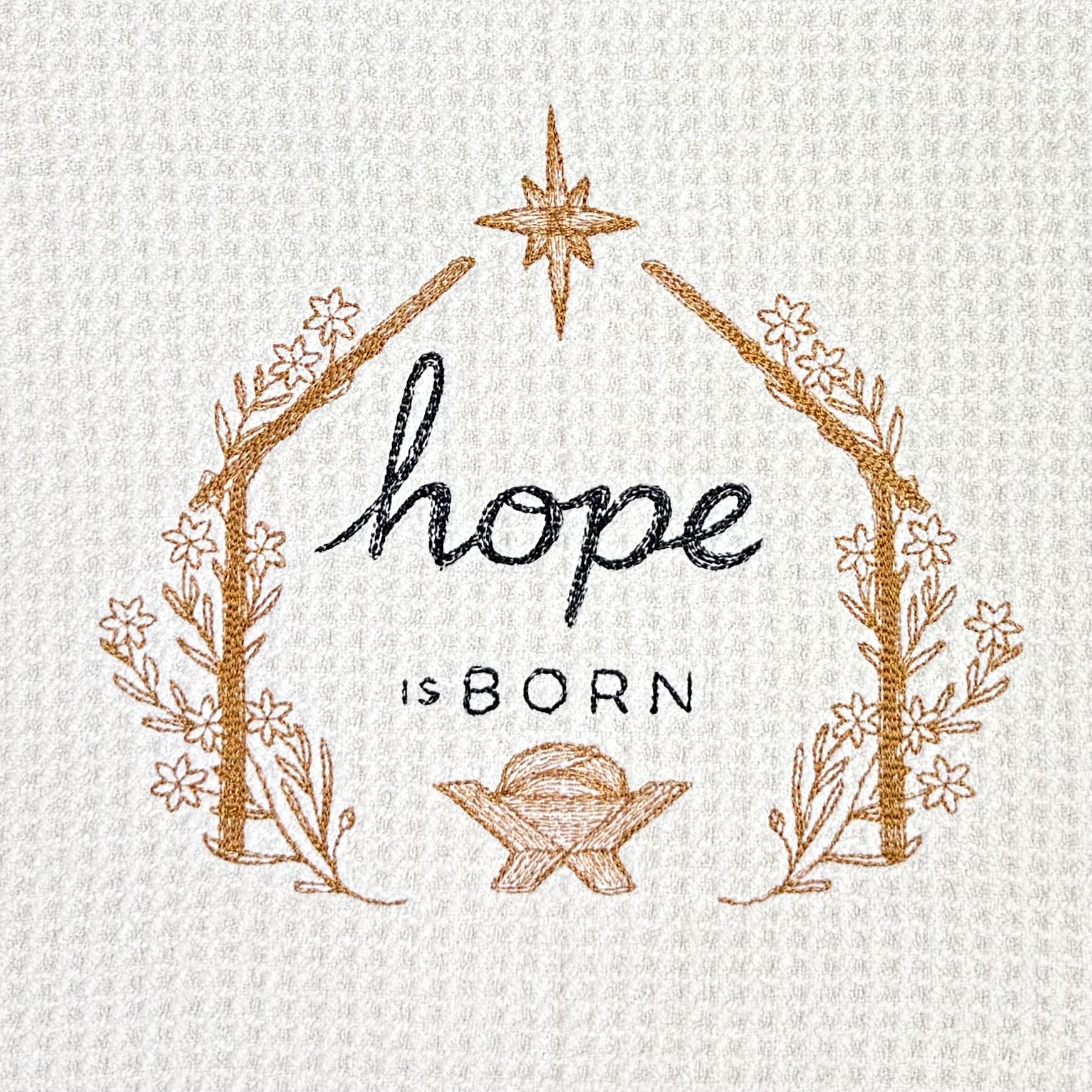 Hope is born Embroidered microfiber towel detail.jpeg
