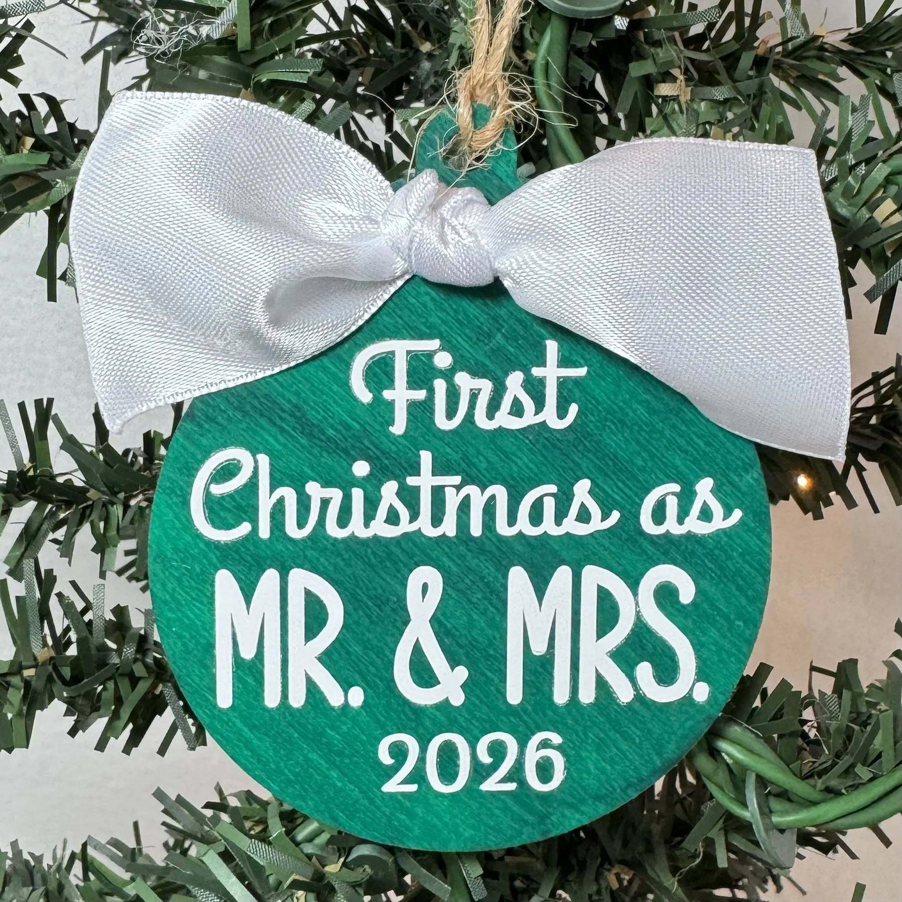 First Christmas as Mr & Mrs 2026 Ornament Green.jpeg