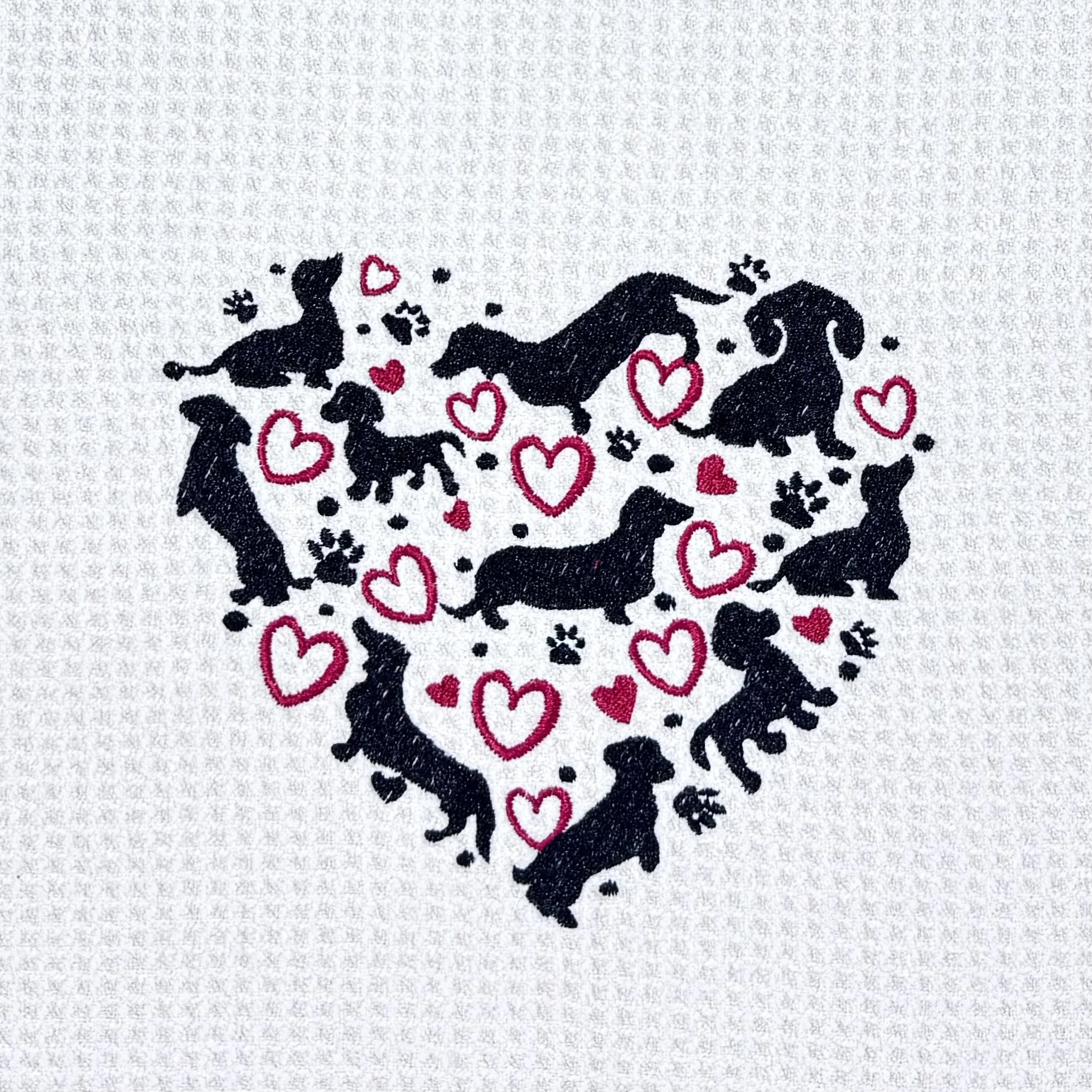 Dachshund Heart Embroidered Kitchen Towel Detail.jpeg