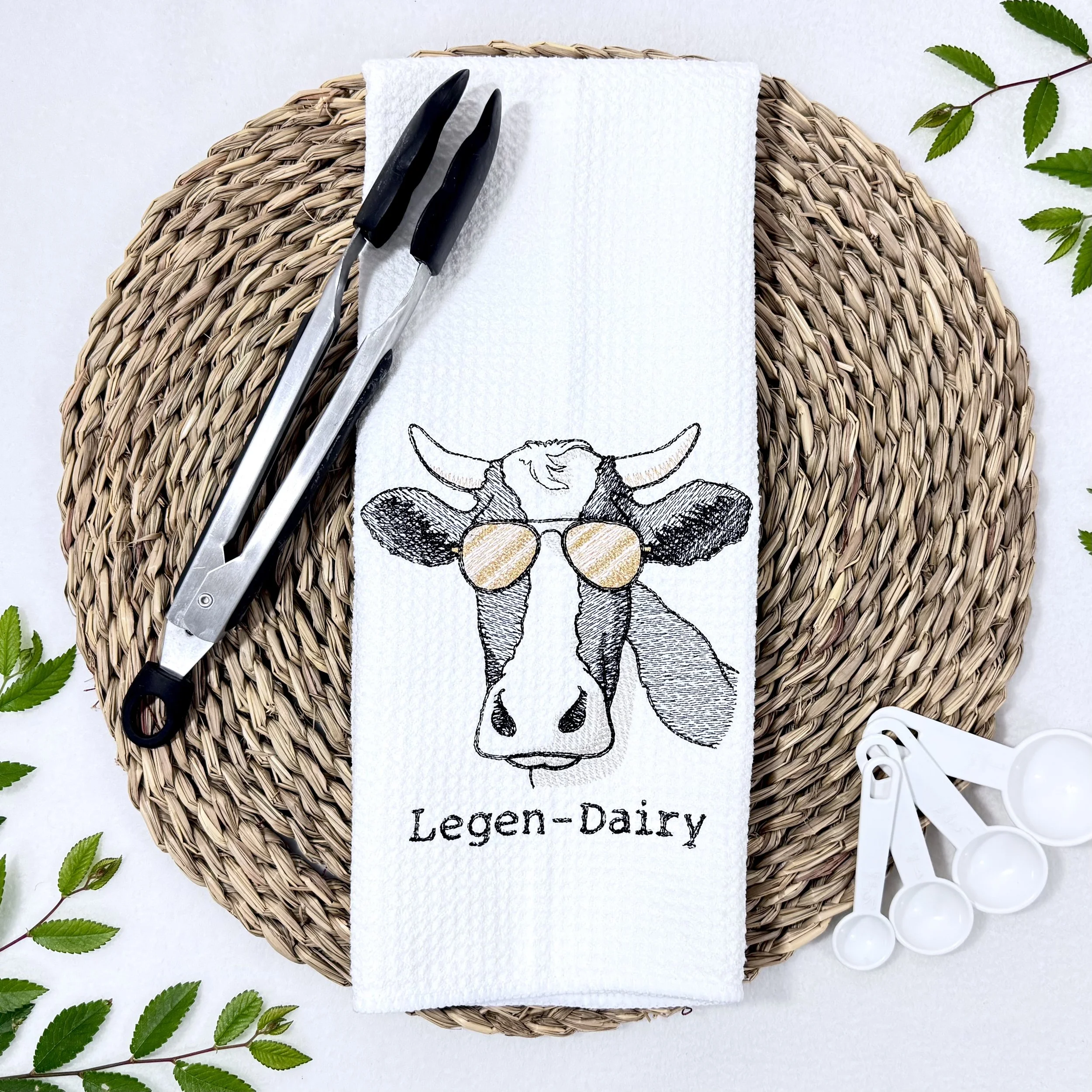 Legen-Dairy Cow embroidered kitchen towel.jpeg