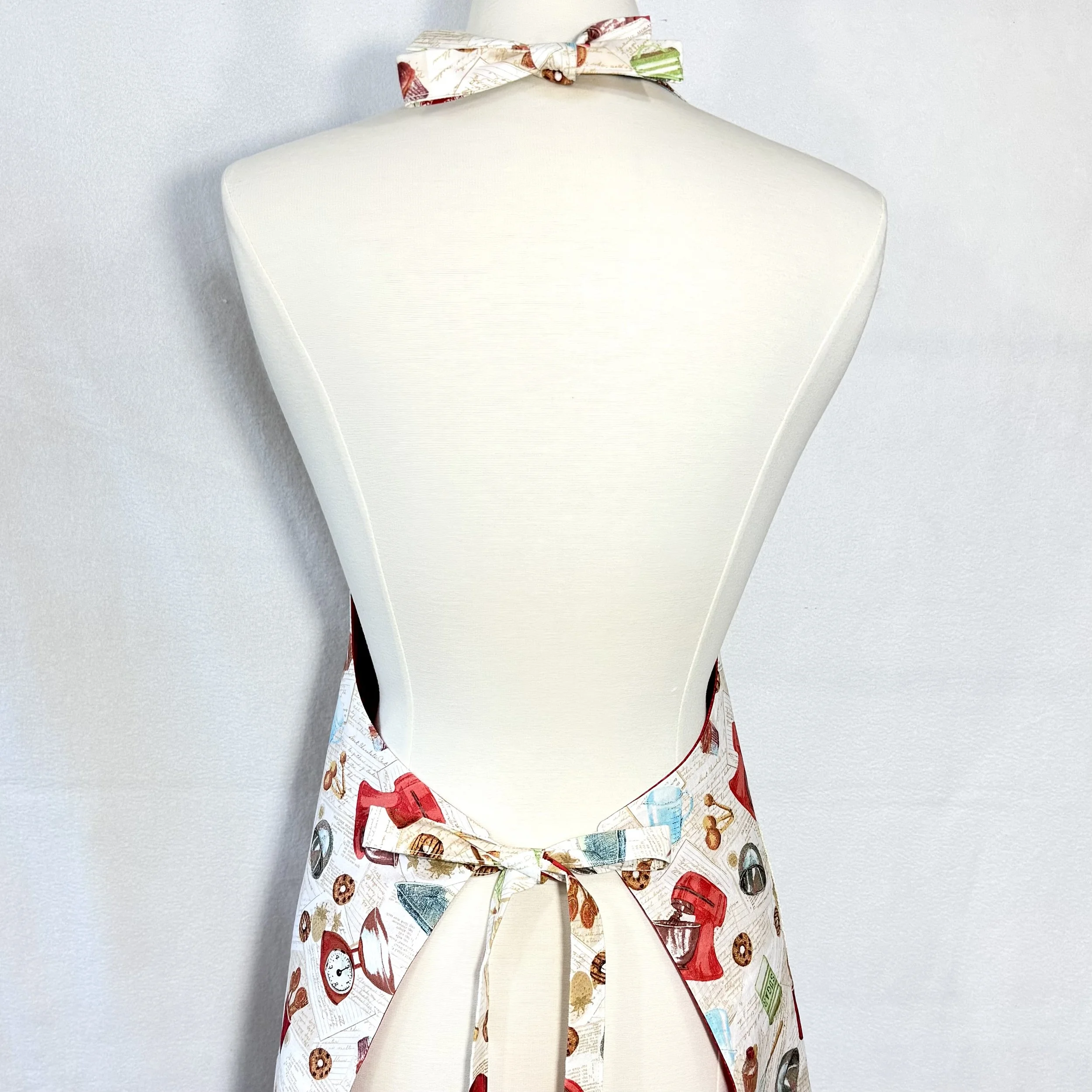 Back view of Just Baking Memories adult apron showing adjustable neck and waist ties
