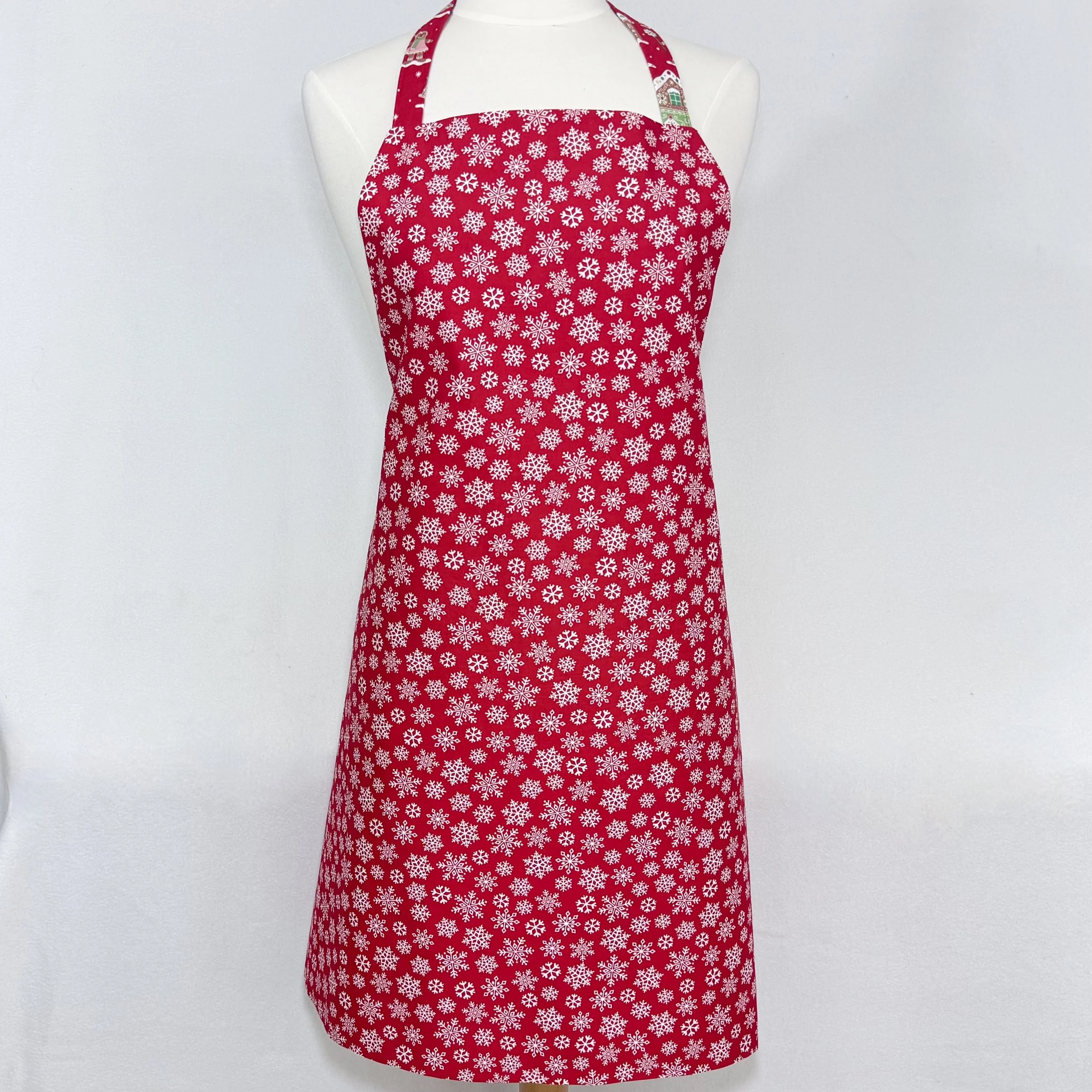 Gingerbread Adult Apron red snowflake reverse.jpeg