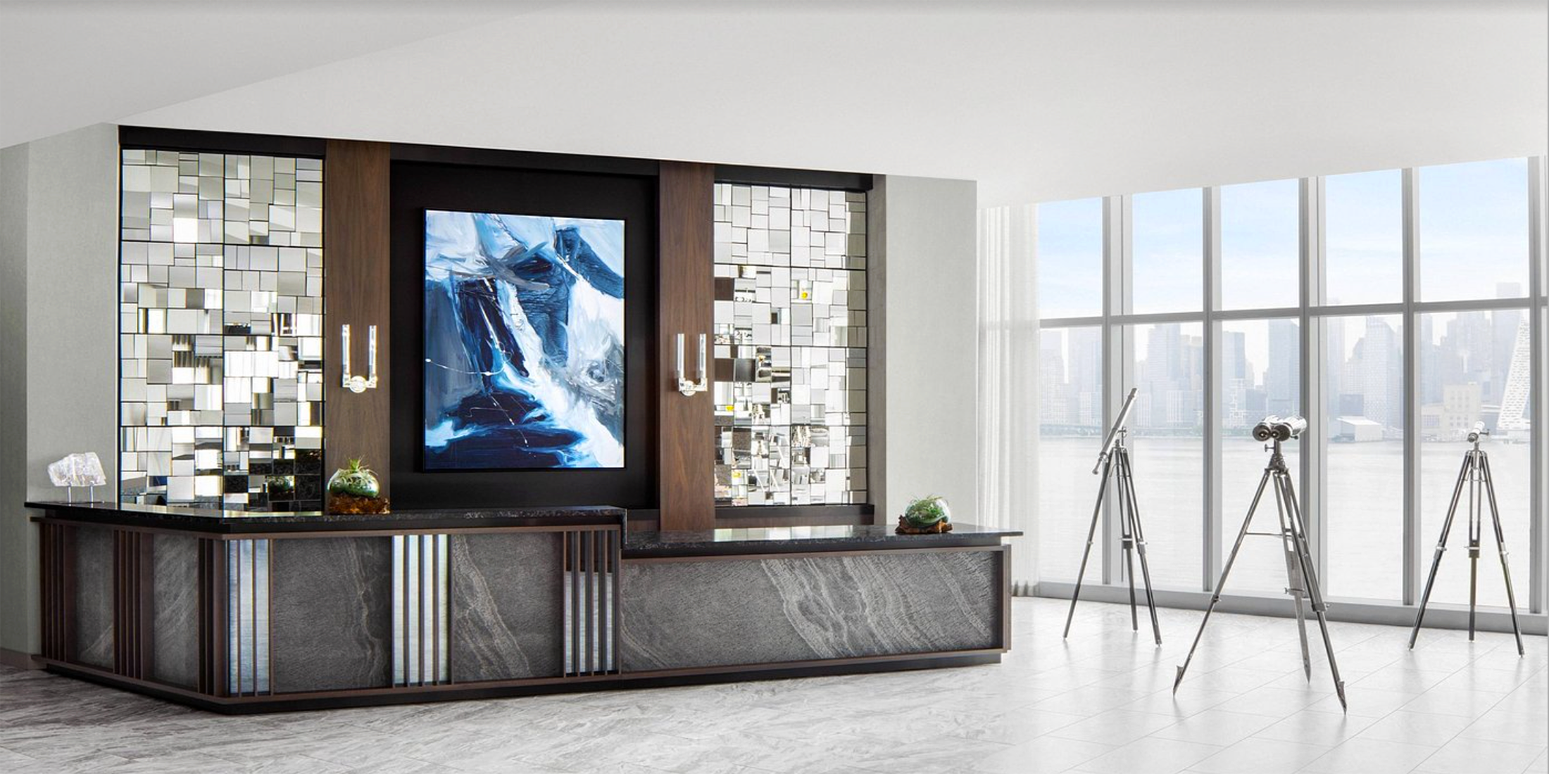  THE ENVUE  is a boutique luxury hotel, part of the Marriott EnVue Autograph Collection, located on the Hudson River waterfront in Weehawken, New Jersey, directly across from Manhattan.